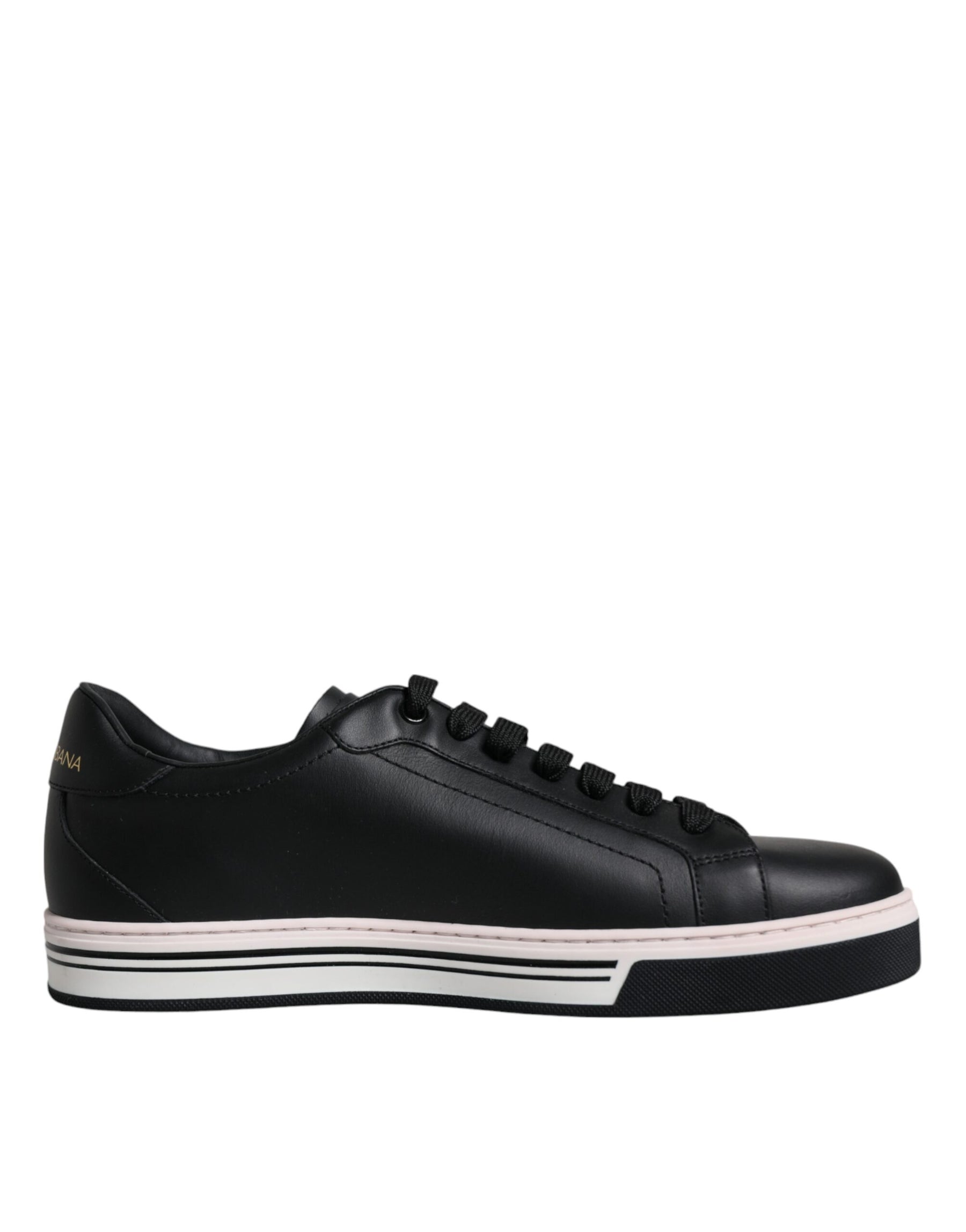 Dolce & Gabbana Black Leather Low Top Men Sneakers Shoes | Regal Royce