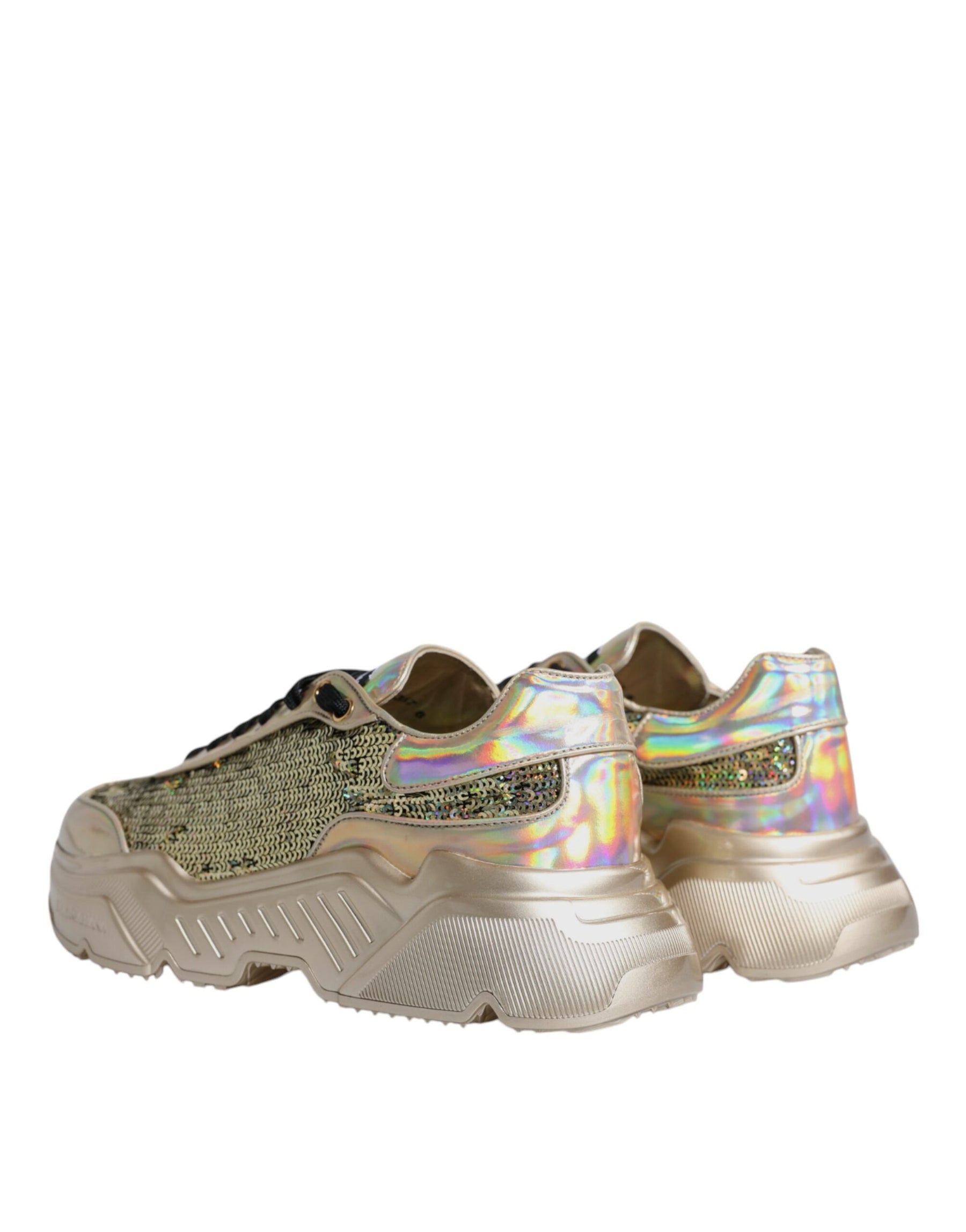 Dolce & Gabbana Gold Sequin Iridiscent Daymaster Sneakers Shoes | Regal Royce