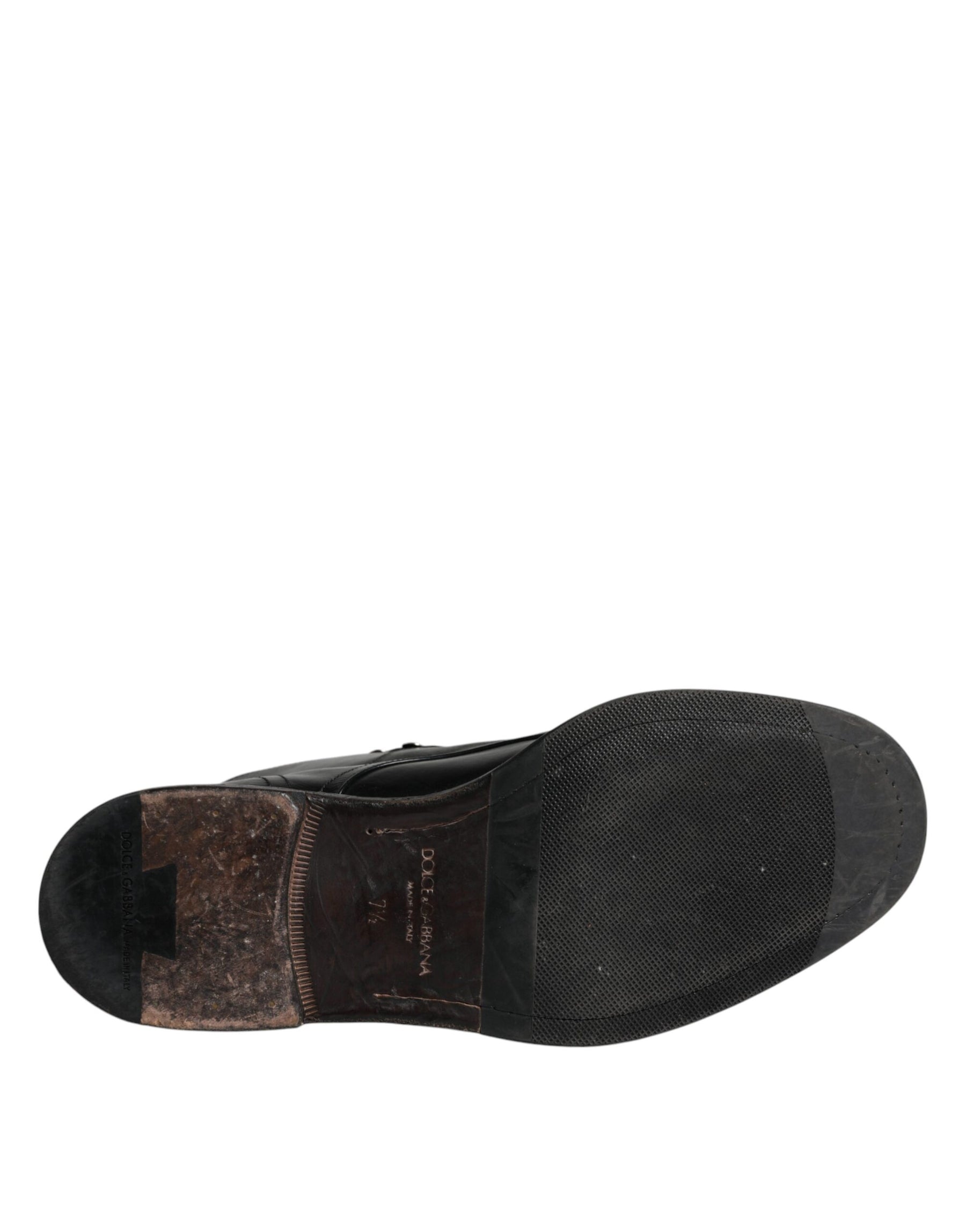 Dolce & Gabbana Black Leather Men Short Boots Lace Up Shoes | Regal Royce