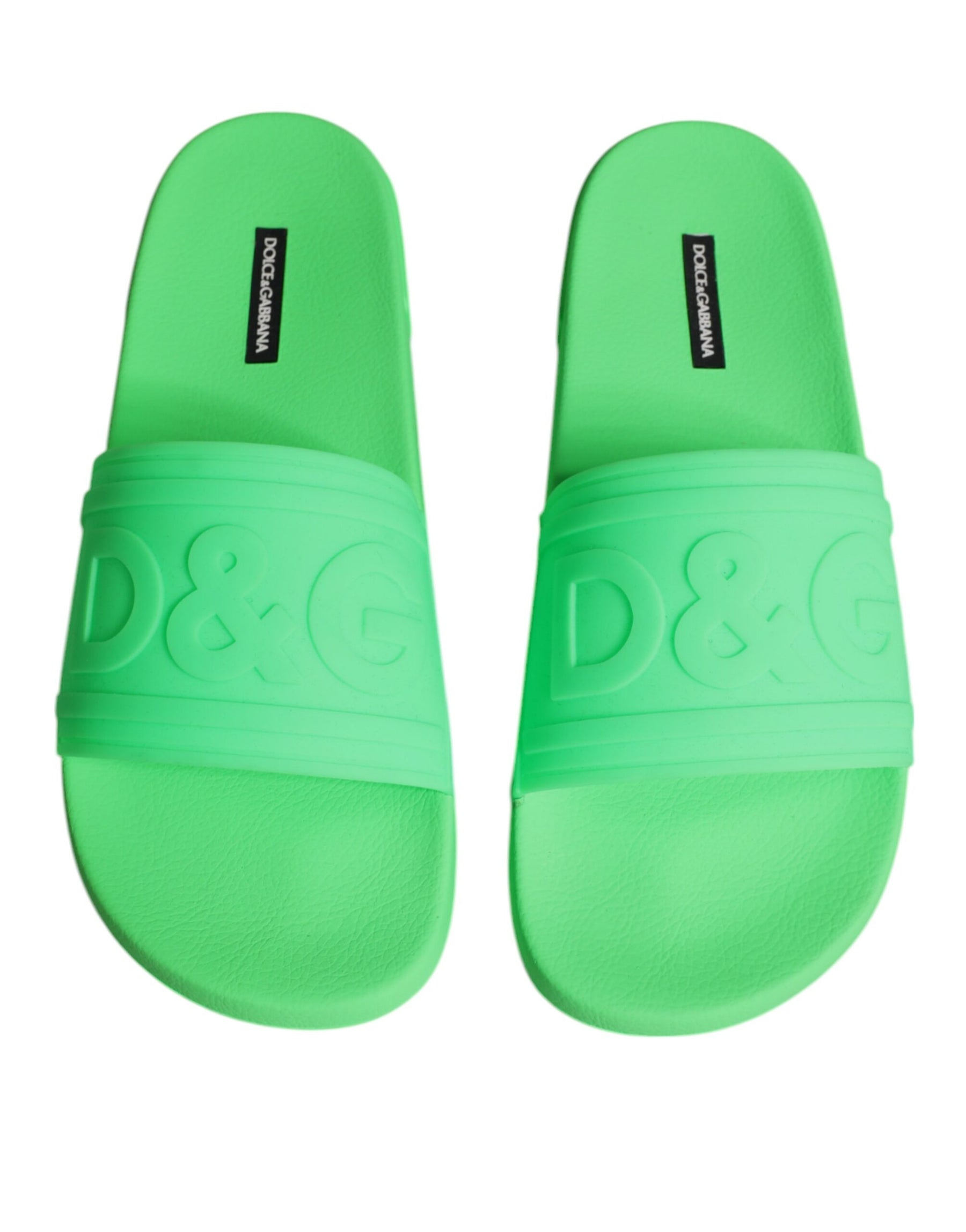 Dolce & Gabbana Green Leather Slides Sandals Beachwear Shoes | Regal Royce