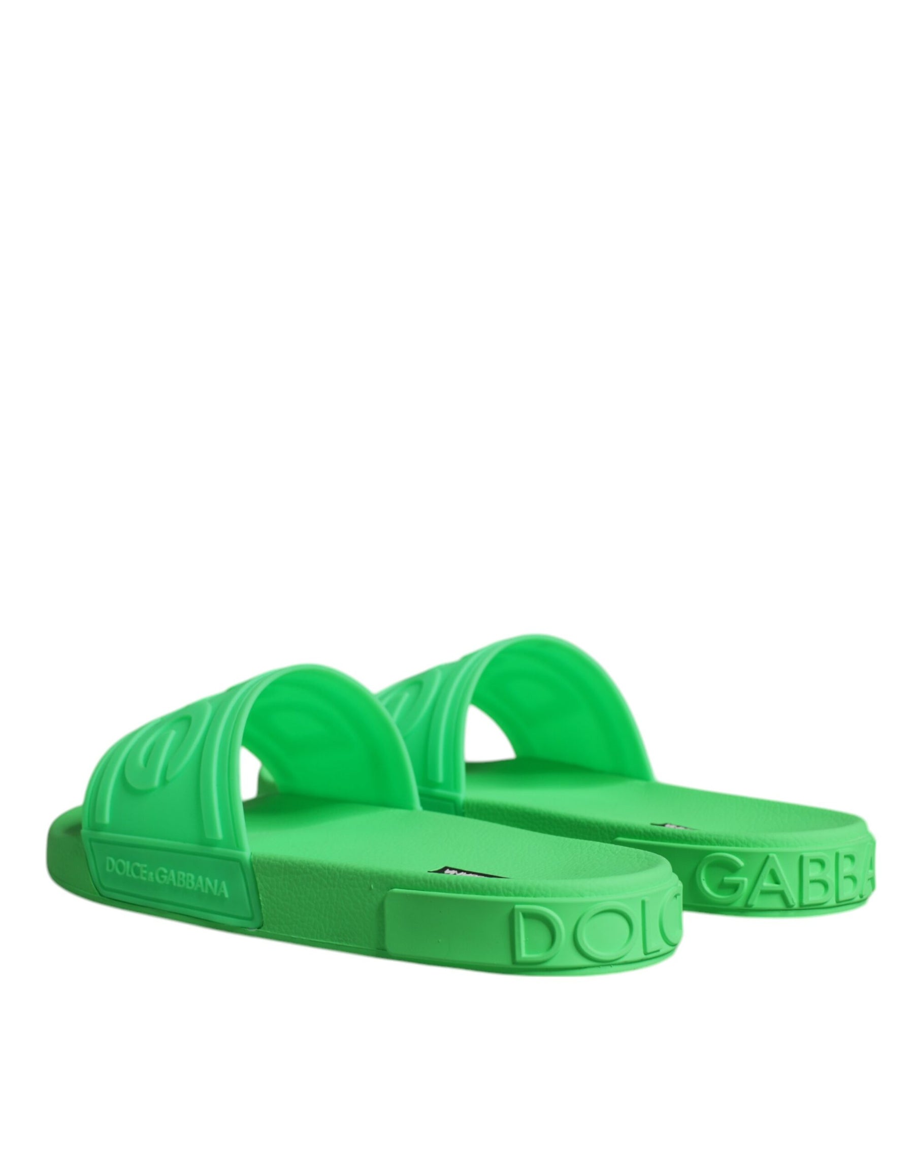 Dolce & Gabbana Green Leather Slides Sandals Beachwear Shoes | Regal Royce
