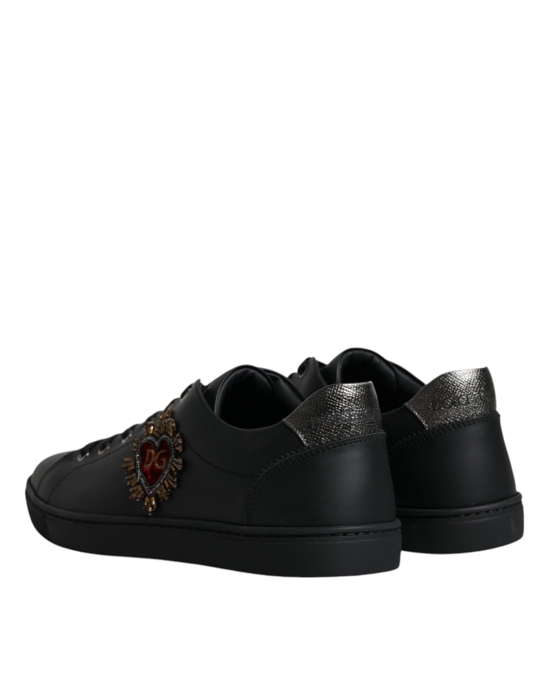 Dolce & Gabbana Black London Sacred Heart Men Sneakers Shoes | Regal Royce