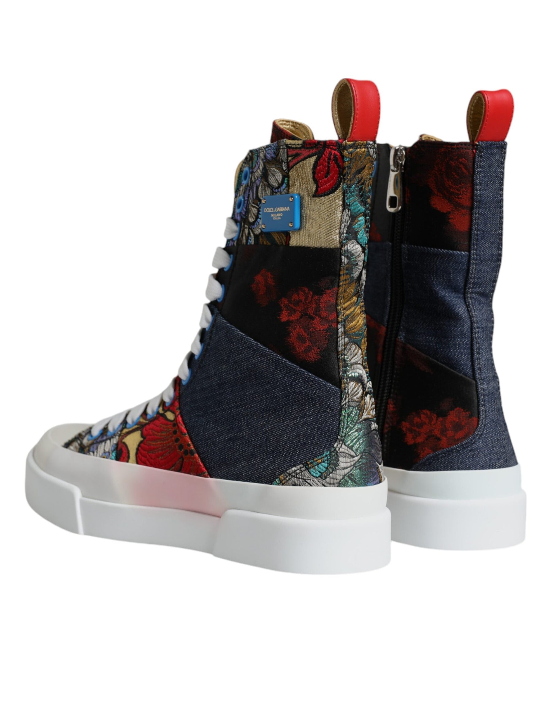 Dolce & Gabbana Multicolor Patchwork High Top Sneakers Shoes | Regal Royce