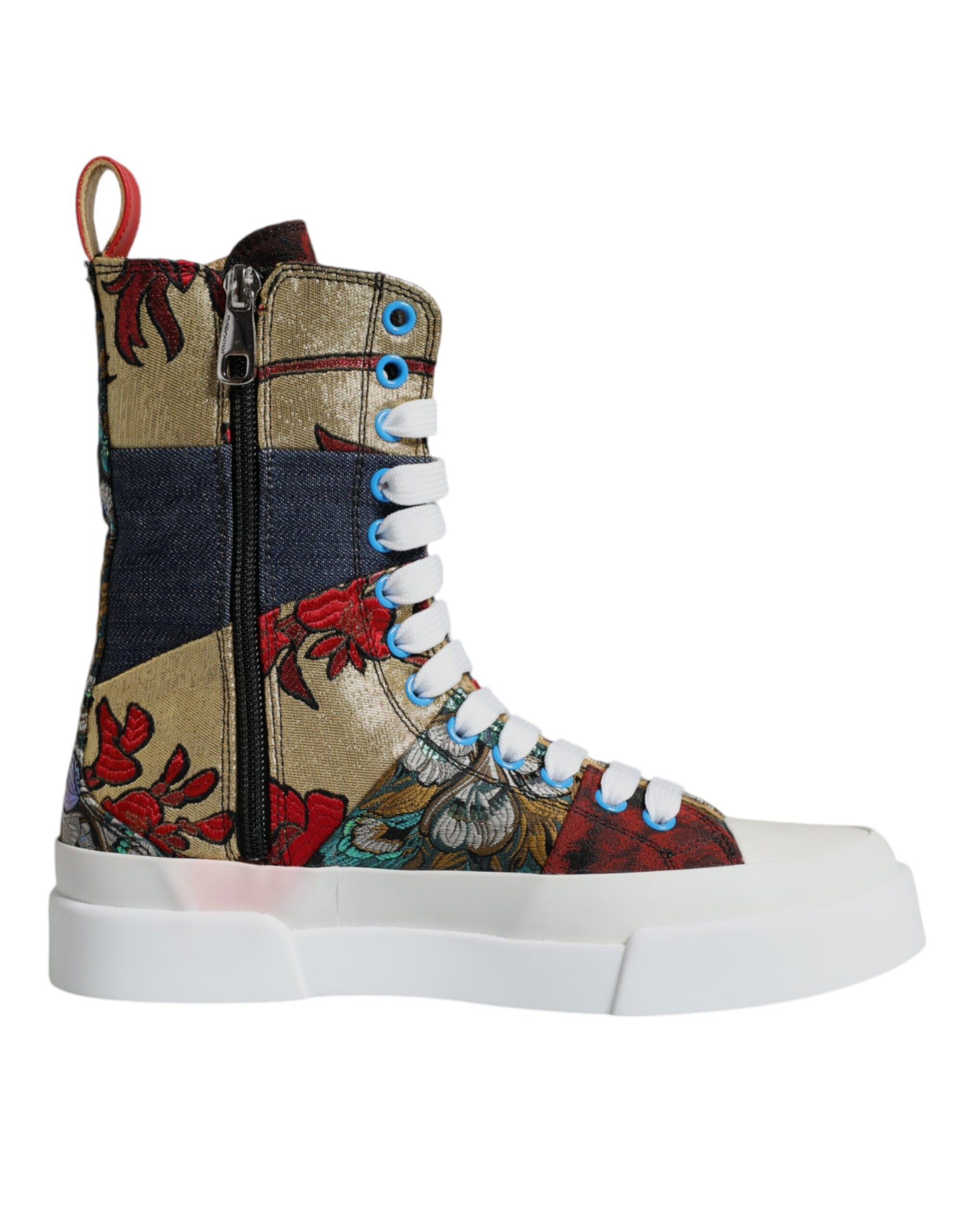 Dolce & Gabbana Multicolor Patchwork High Top Sneakers Shoes | Regal Royce