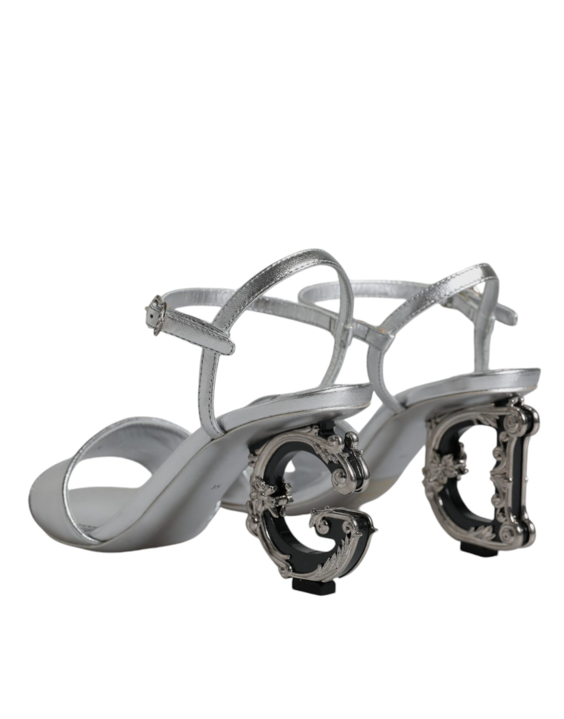 Dolce & Gabbana Silver KEIRA Heels Ankle Strap Sandals Shoes | Regal Royce