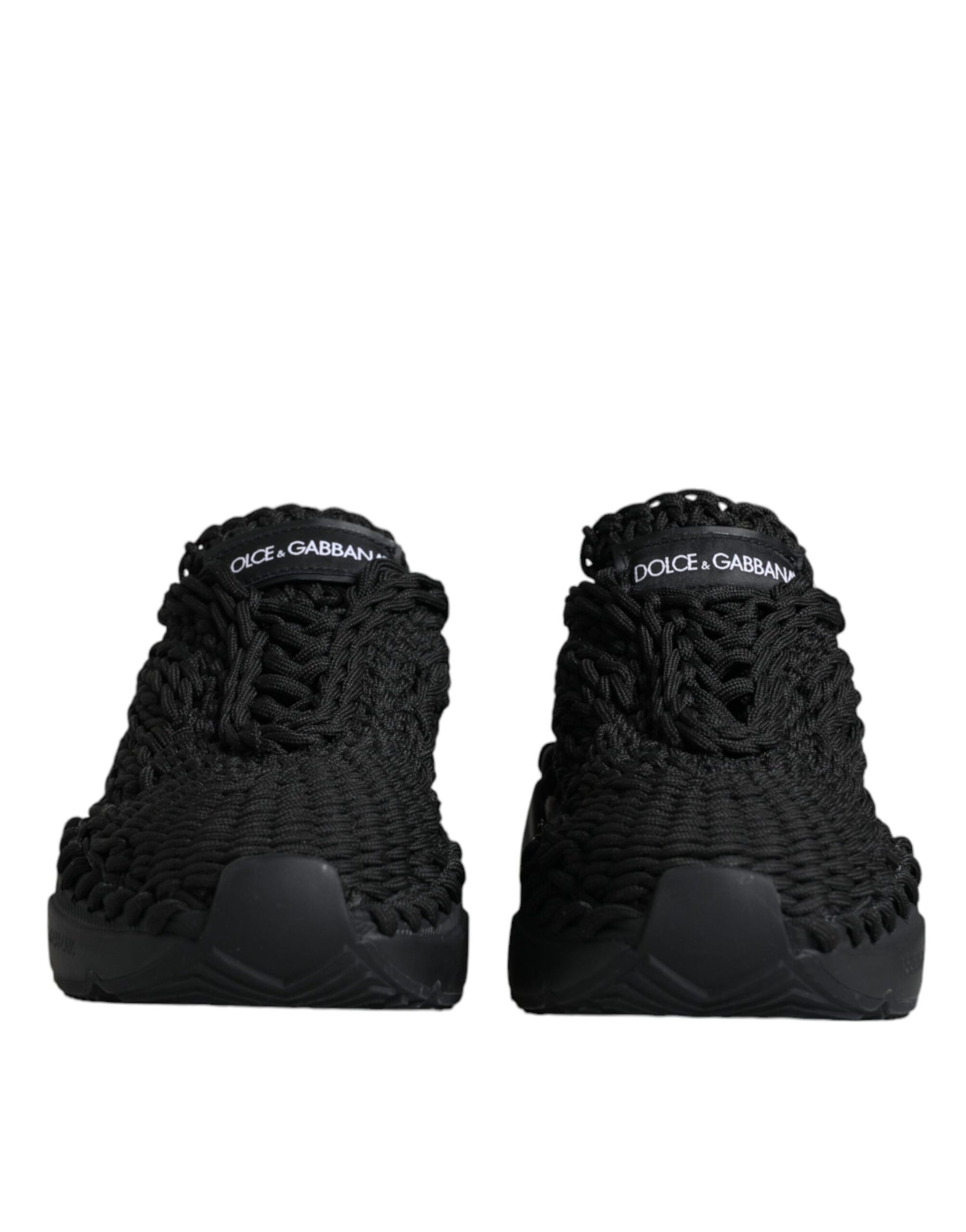 Dolce & Gabbana Black Knitted Daymaster Sneakers Shoes | Regal Royce
