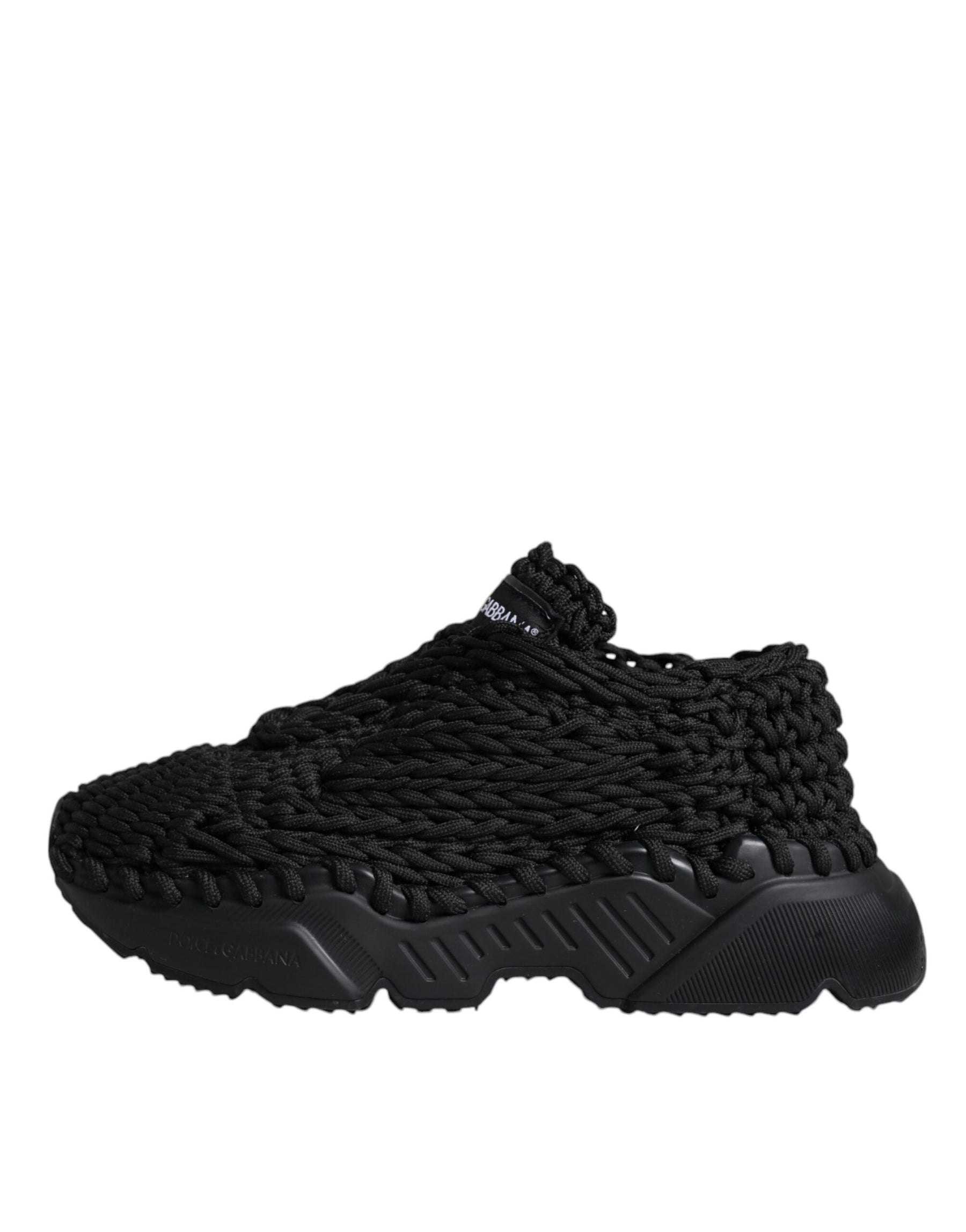 Dolce & Gabbana Black Knitted Daymaster Sneakers Shoes | Regal Royce
