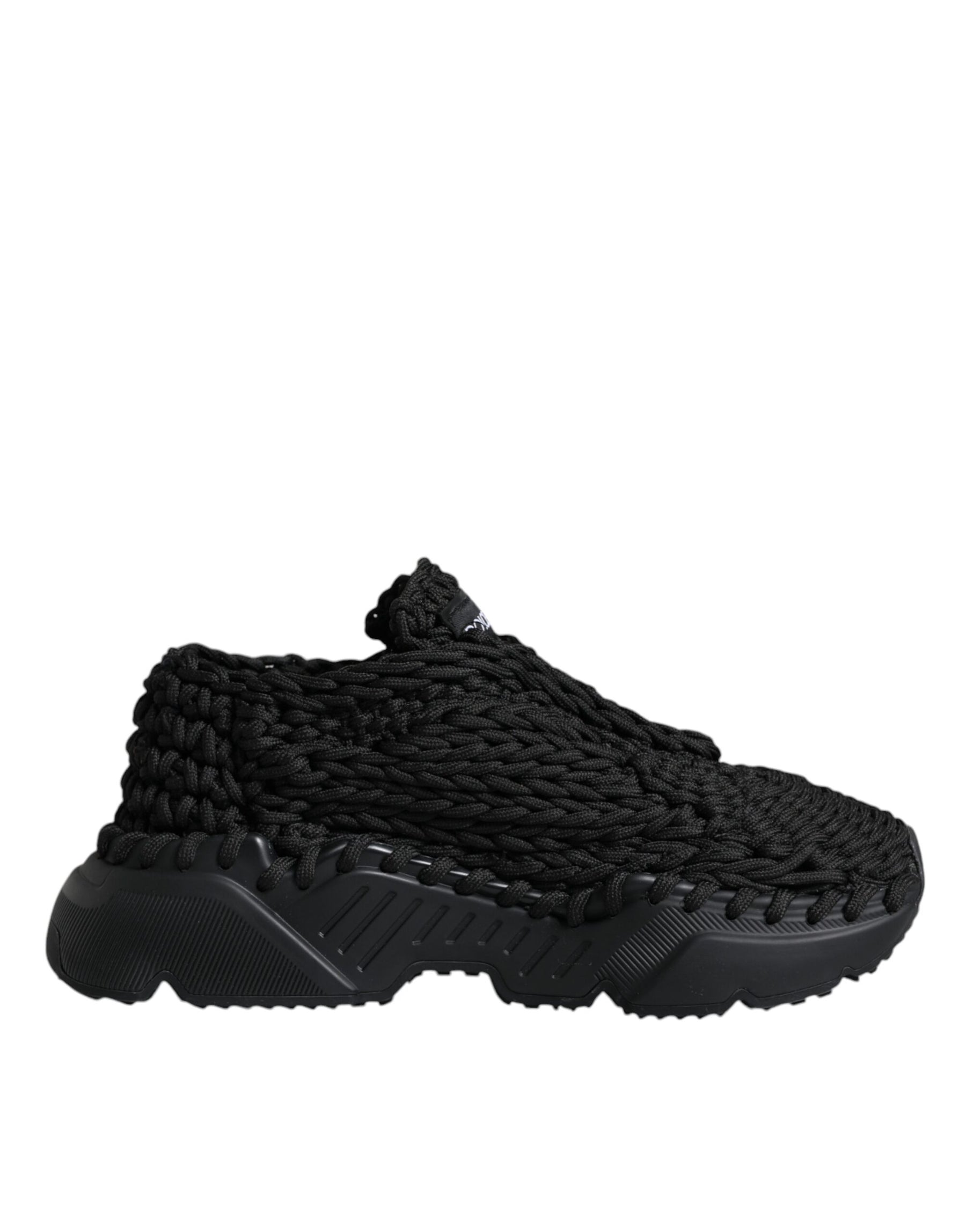 Dolce & Gabbana Black Knitted Daymaster Sneakers Shoes | Regal Royce