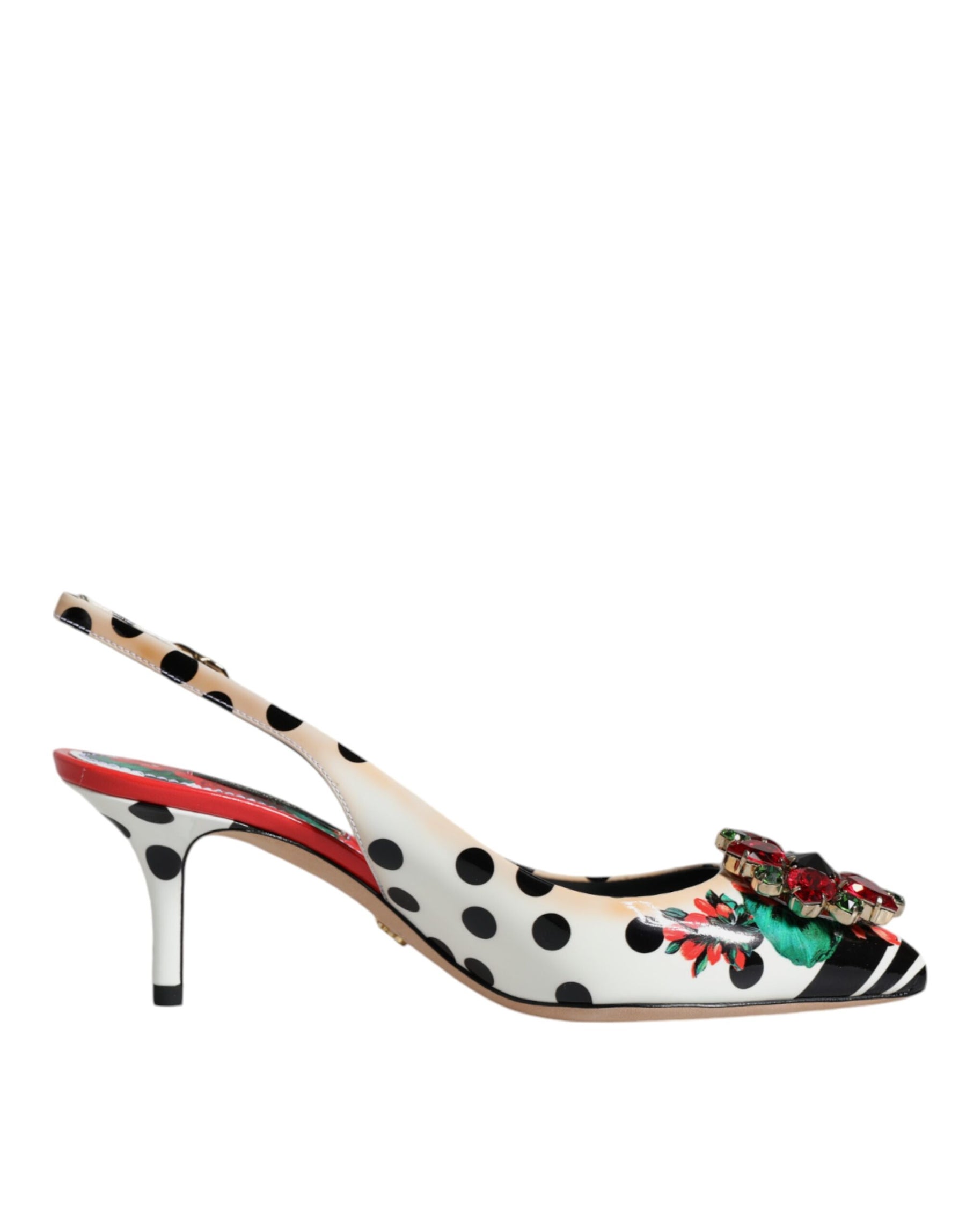 Dolce & Gabbana Multicolor Leather Crystal Heels Slingback Shoes | Regal Royce