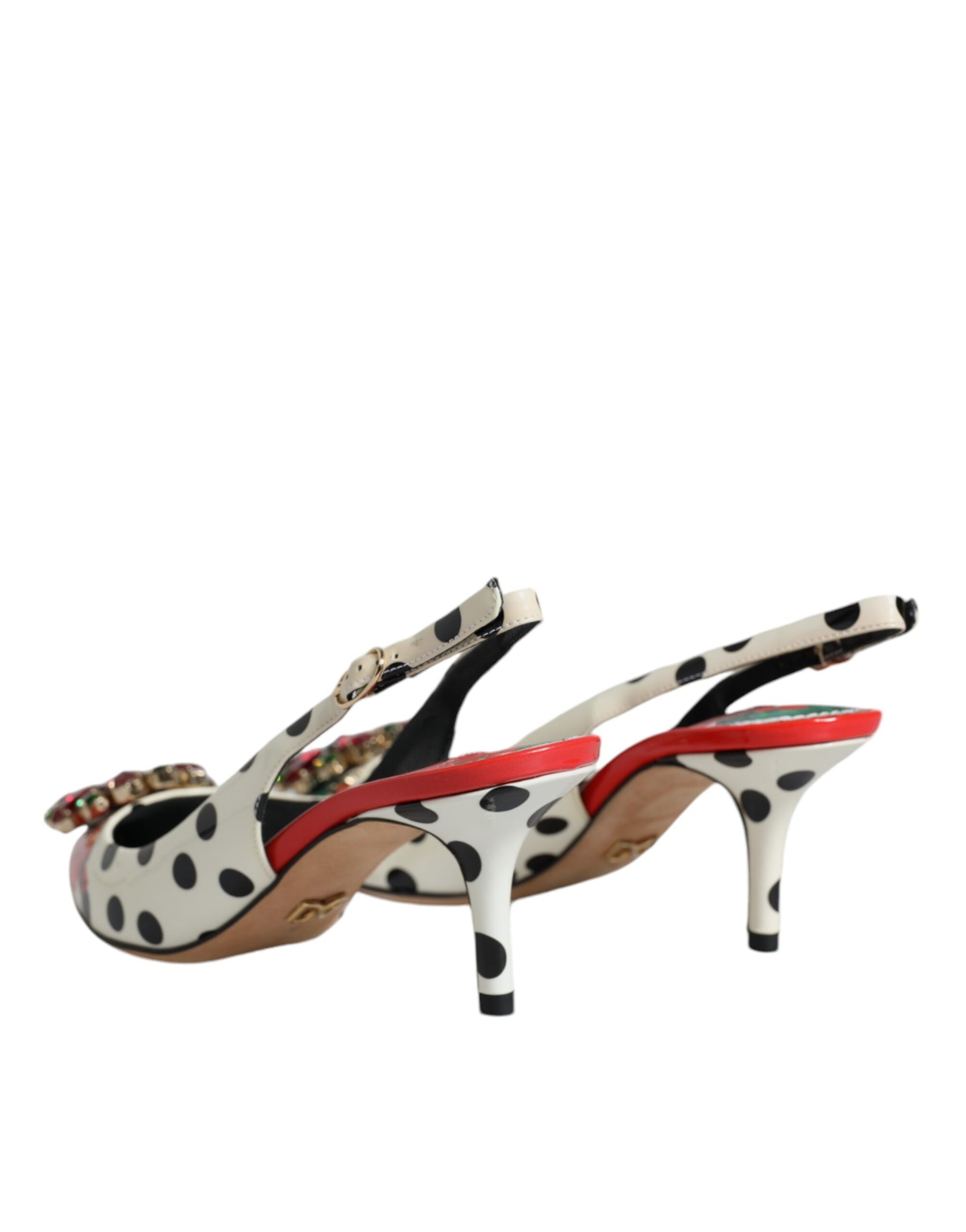 Dolce & Gabbana Multicolor Leather Crystal Heels Slingback Shoes | Regal Royce
