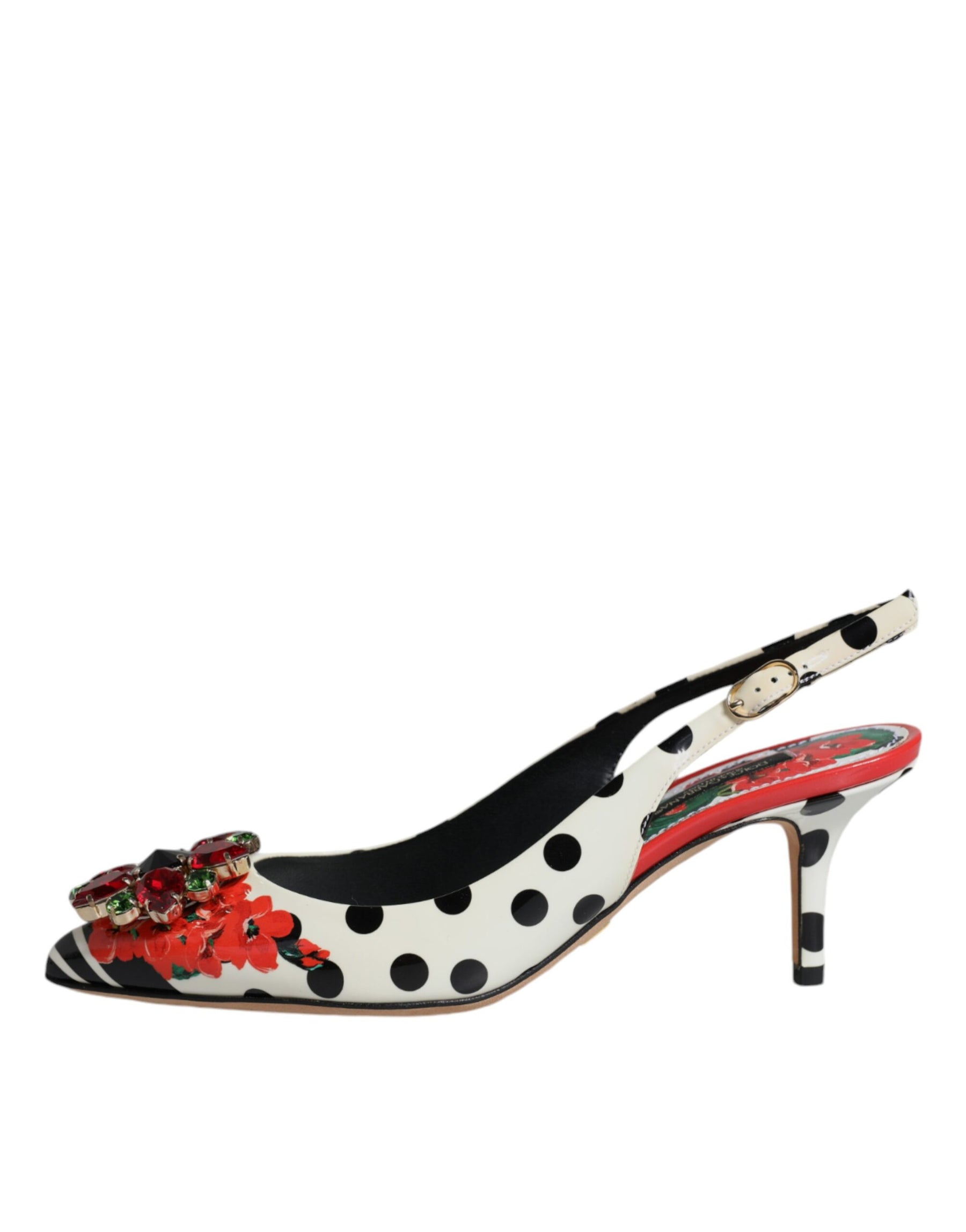 Dolce & Gabbana Multicolor Leather Crystal Heels Slingback Shoes | Regal Royce
