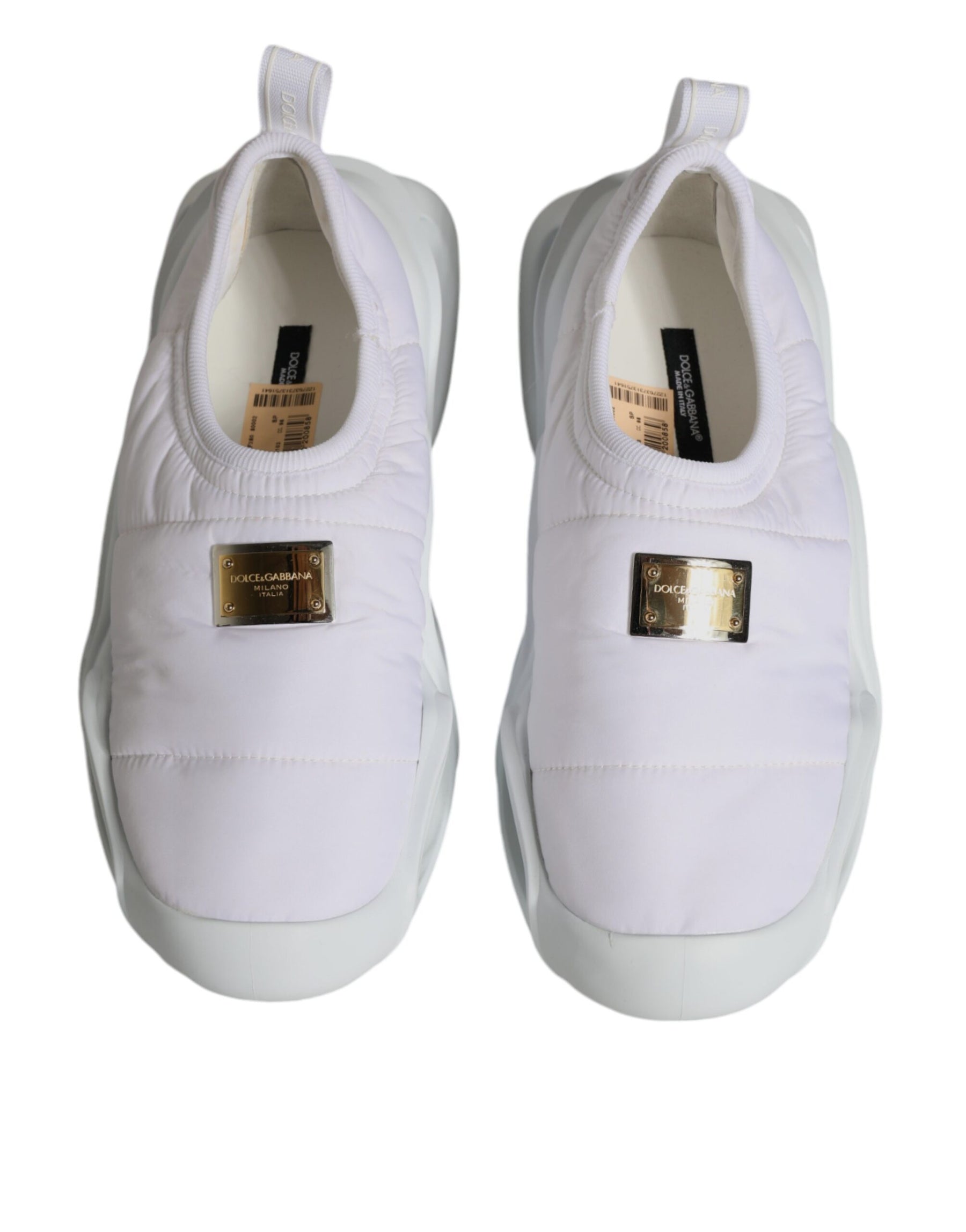 Dolce & Gabbana White Padded Fabric Low Top Sneakers Shoes | Regal Royce