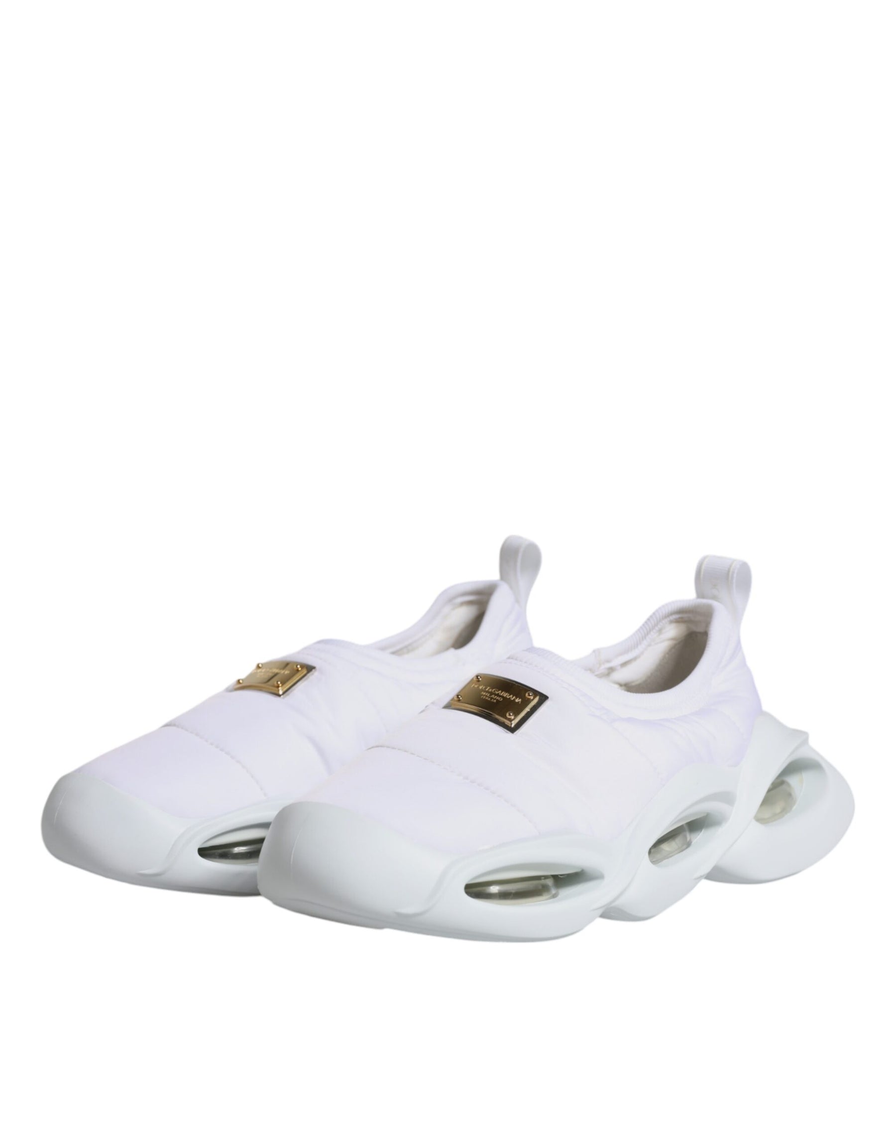 Dolce & Gabbana White Padded Fabric Low Top Sneakers Shoes | Regal Royce