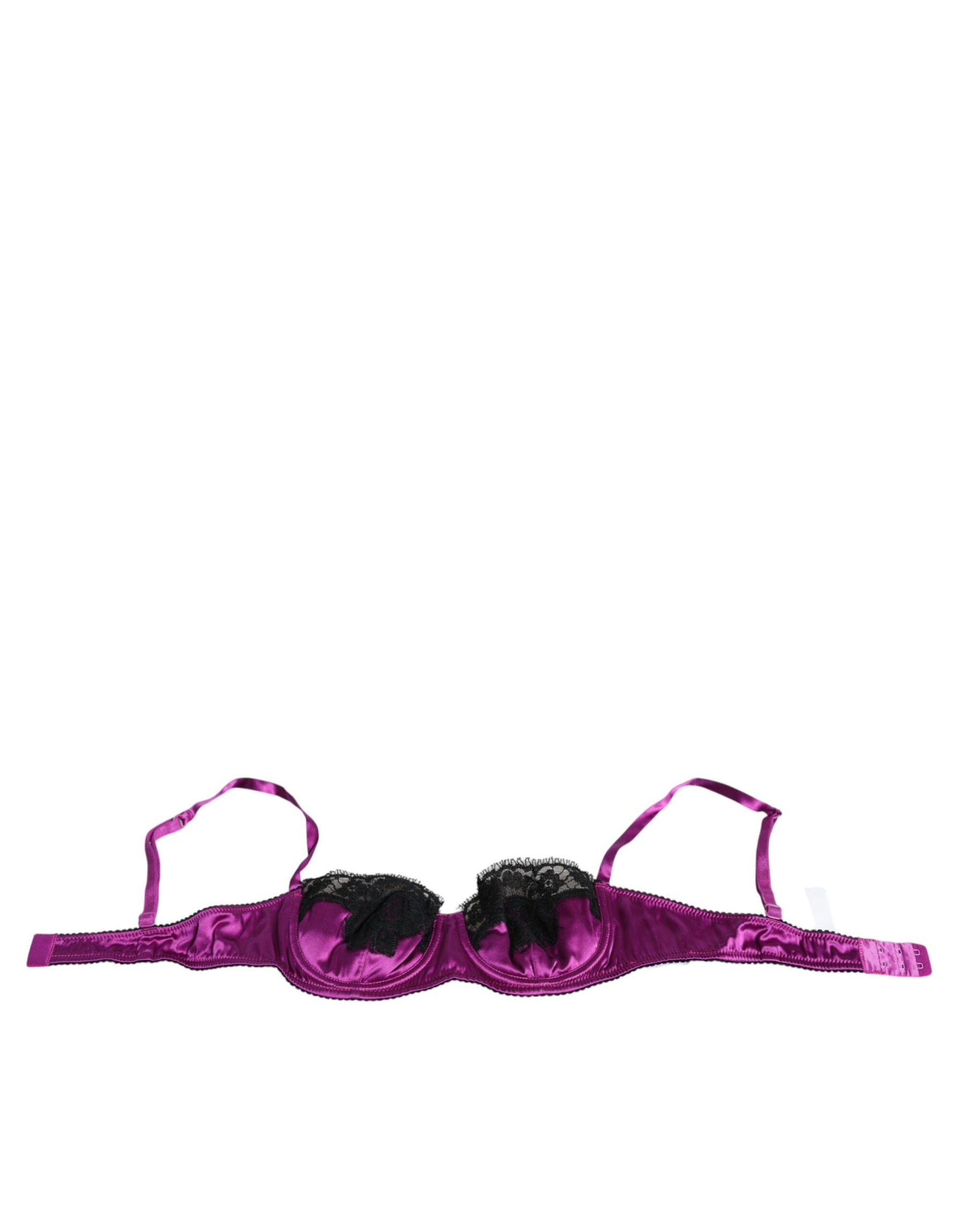 Dolce & Gabbana Purple Silk Underwired Balconette Bra Underwear | Regal Royce