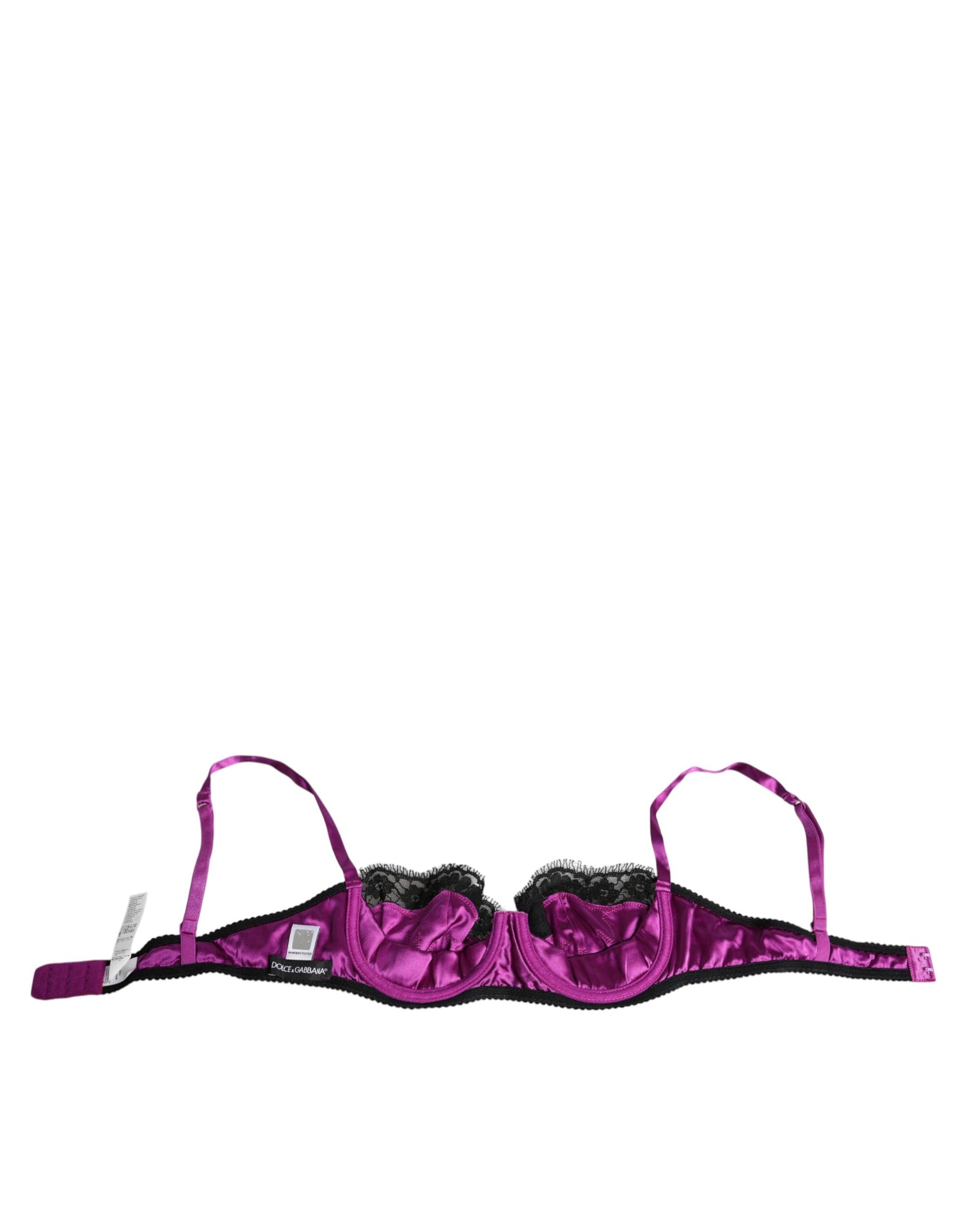 Dolce & Gabbana Purple Silk Underwired Balconette Bra Underwear | Regal Royce