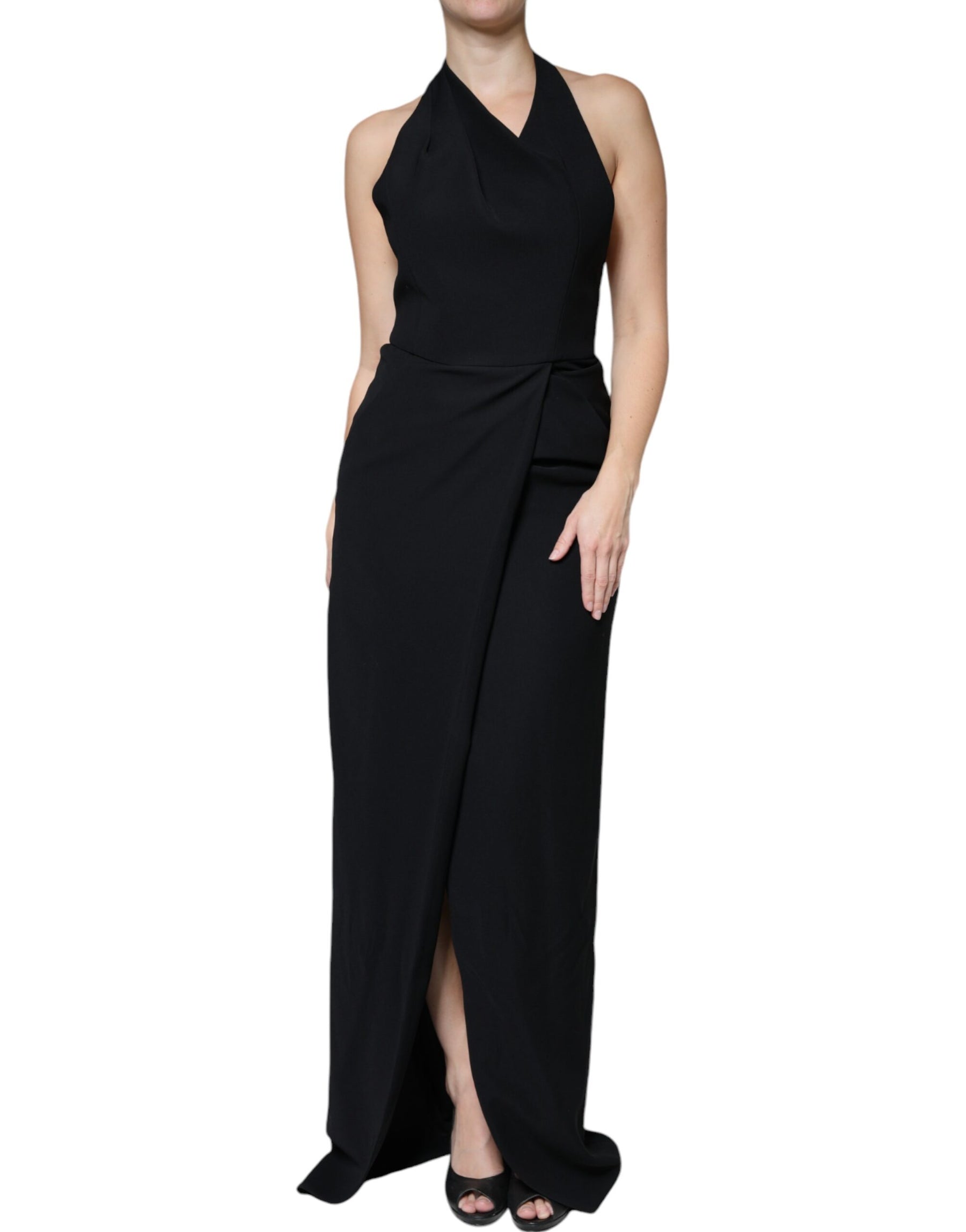 Emporio Armani Black Sleeveless Halter Sheath Long Gown Dress | Regal Royce