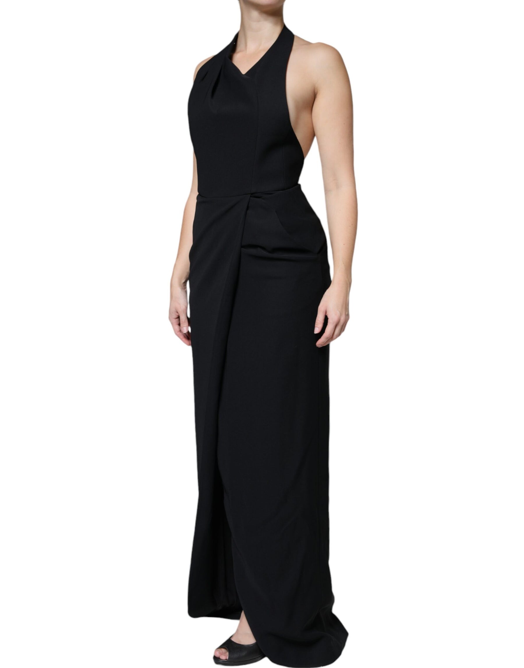 Emporio Armani Black Sleeveless Halter Sheath Long Gown Dress | Regal Royce