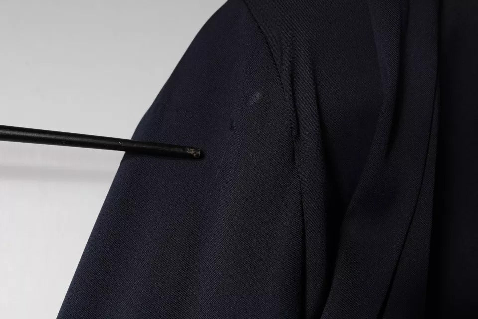 Ballantyne Dark Blue Long Sleeves Pleated A-line Maxi Dress | Regal Royce