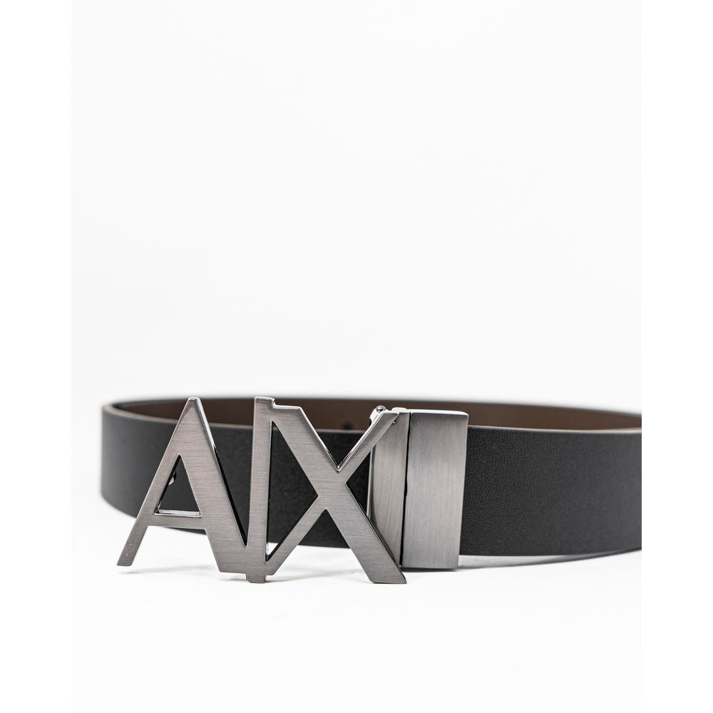 Armani Exchange Black Leather Regular Belt | Regal Royce