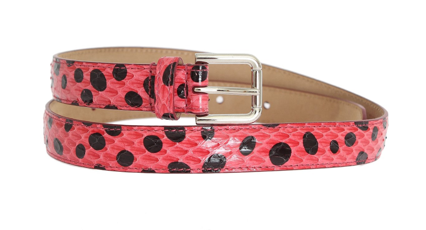 Dolce & Gabbana Pink Polka Snakeskin Silver Buckle Belt | Regal Royce
