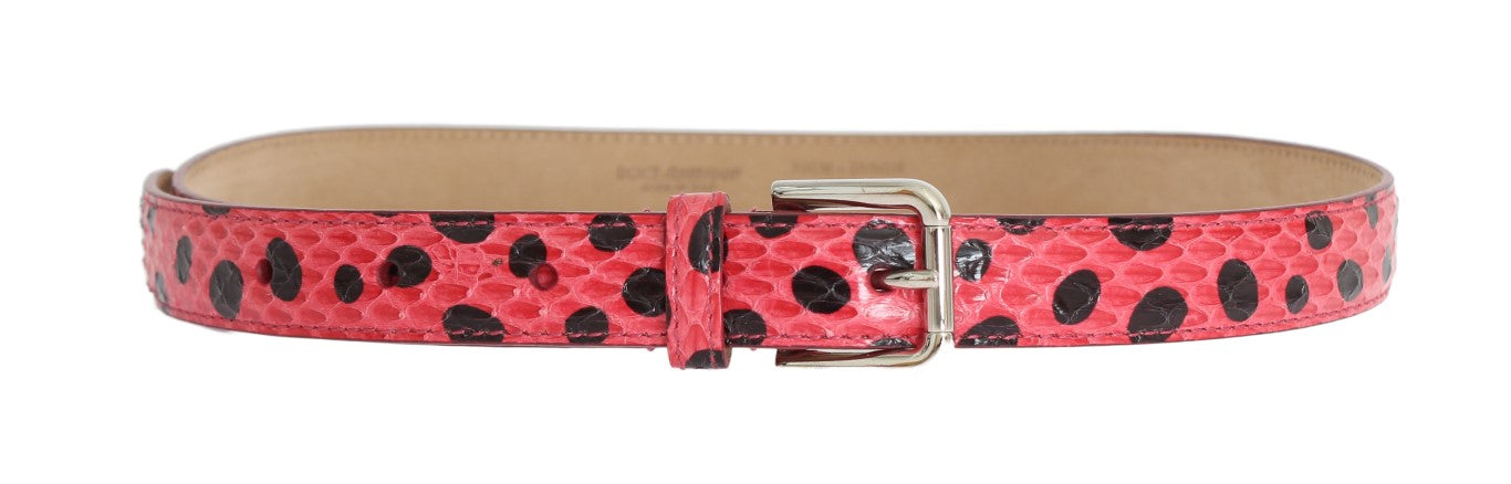 Dolce & Gabbana Pink Polka Snakeskin Silver Buckle Belt | Regal Royce