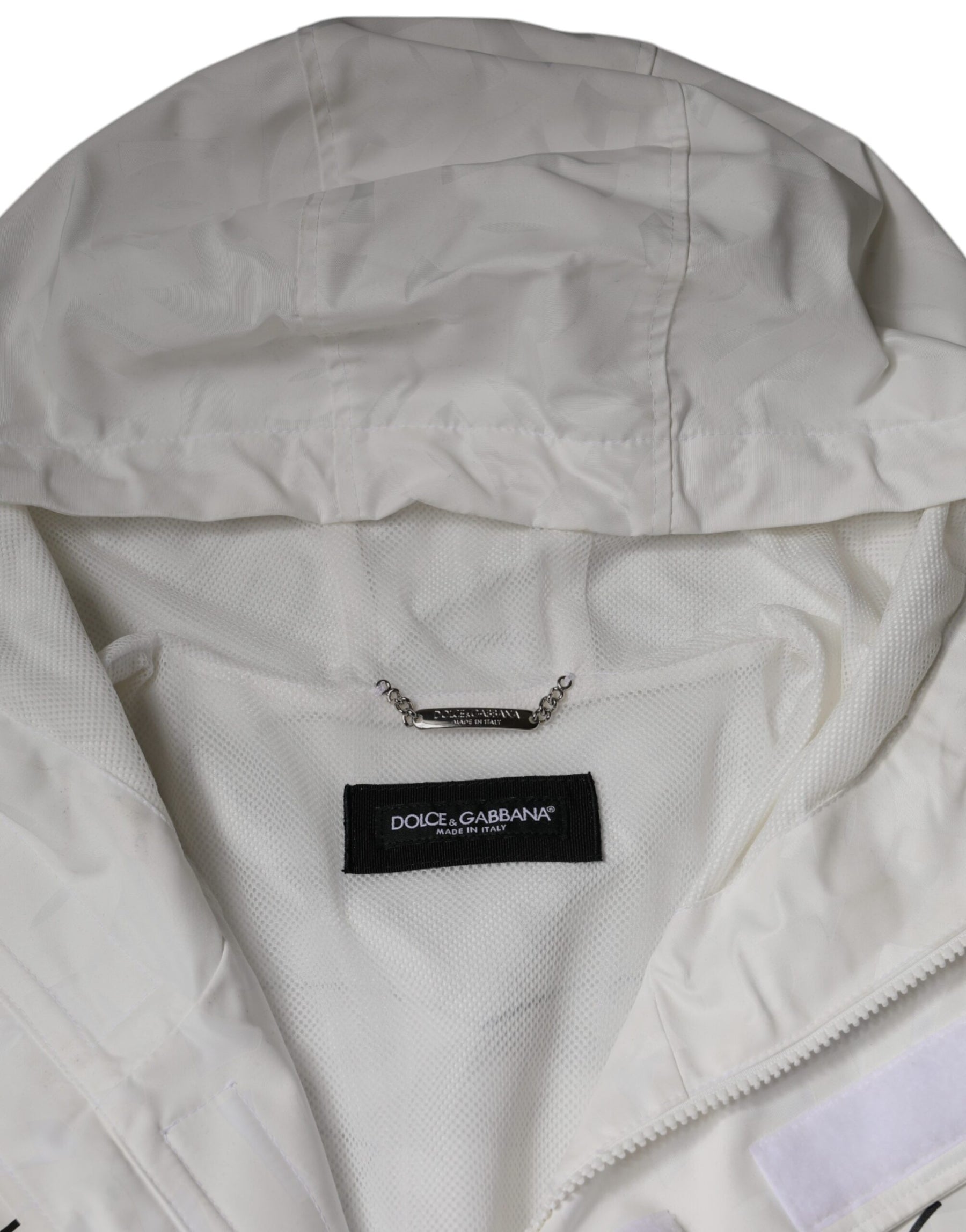 Dolce & Gabbana White Hooded Parka Polyester Trench Coat Jacket | Regal Royce