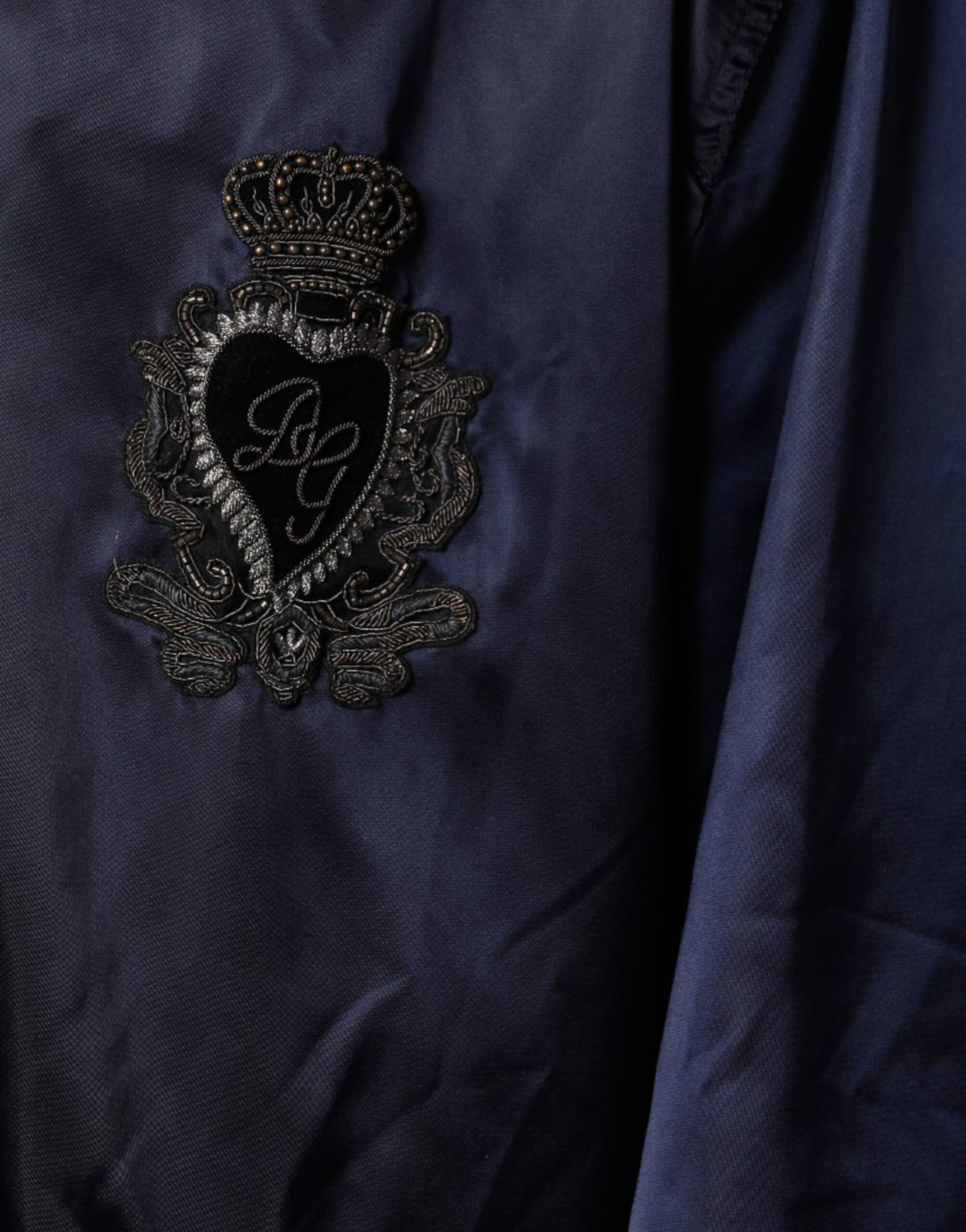 Dolce & Gabbana Blue Crown Heart Full Zip Men Bomber Jacket | Regal Royce