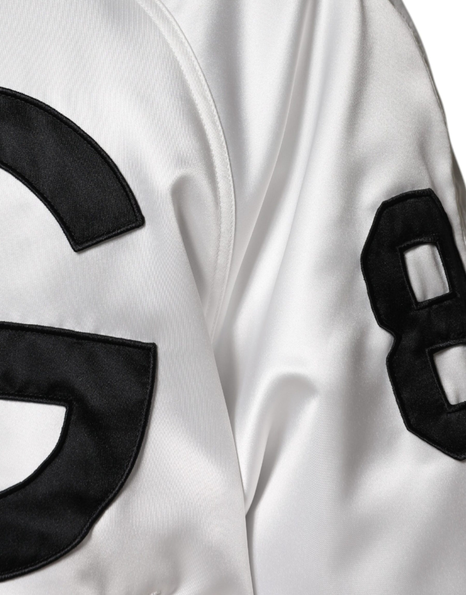 Dolce & Gabbana White Polyester Logo Full Zip Bomber Jacket | Regal Royce