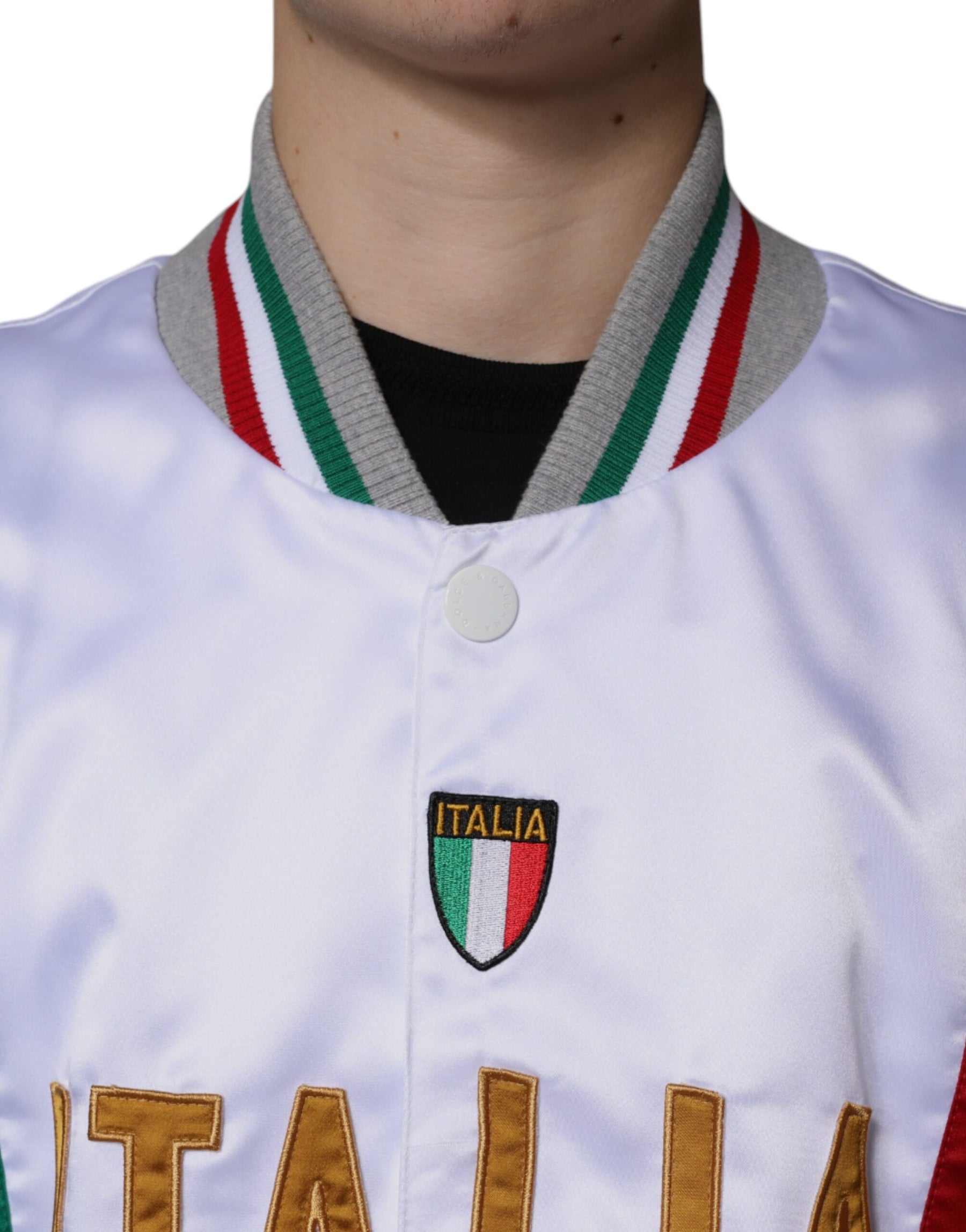 Dolce & Gabbana Multicolor Italia Button Down Bomber Jacket | Regal Royce