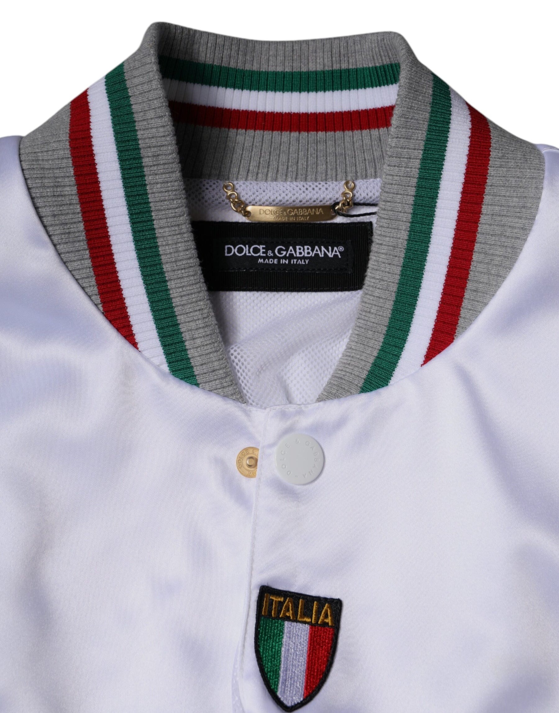 Dolce & Gabbana Multicolor Italia Button Down Bomber Jacket | Regal Royce