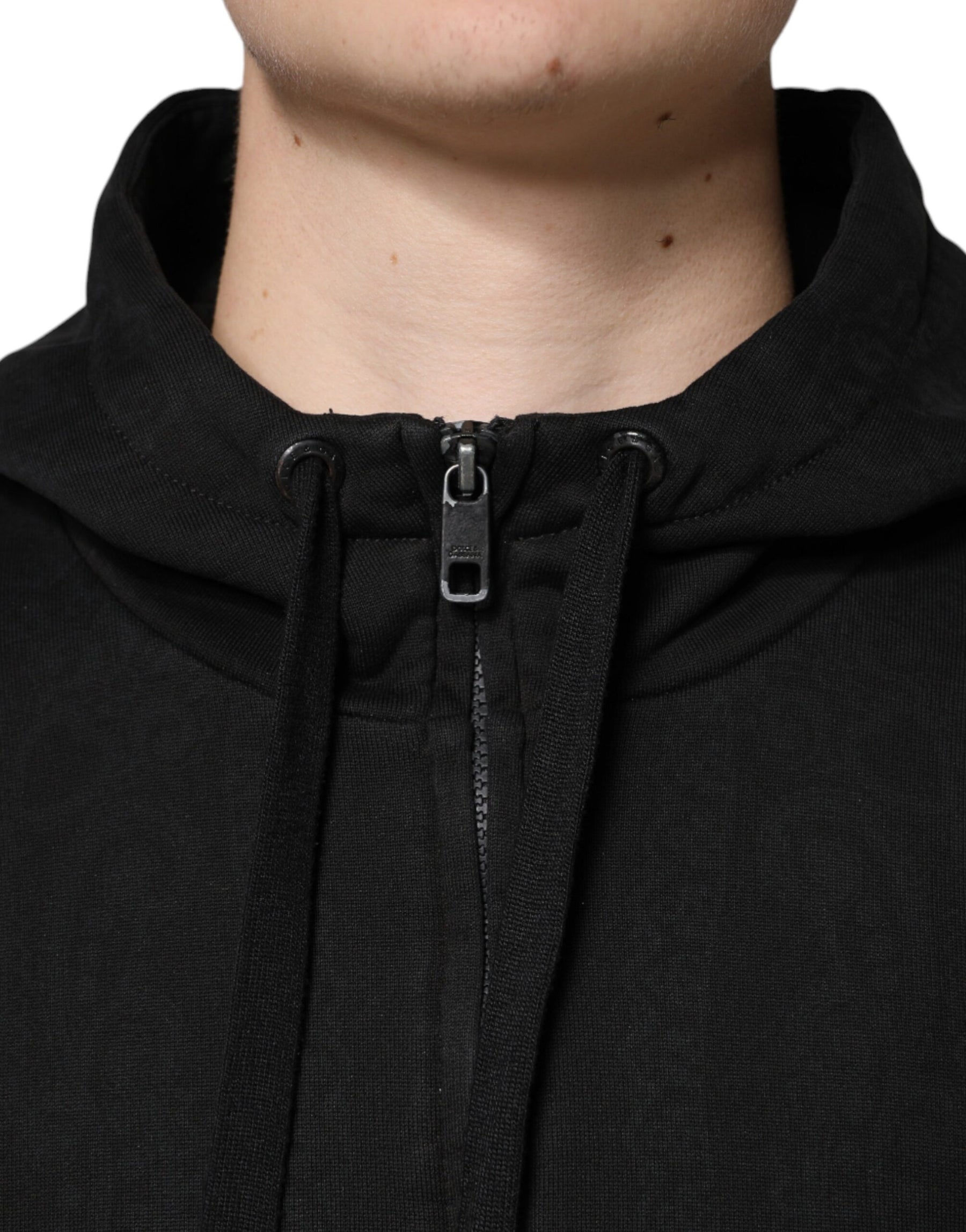 Dolce & Gabbana Black Cotton Full Zip Hooded Bomber Jacket | Regal Royce