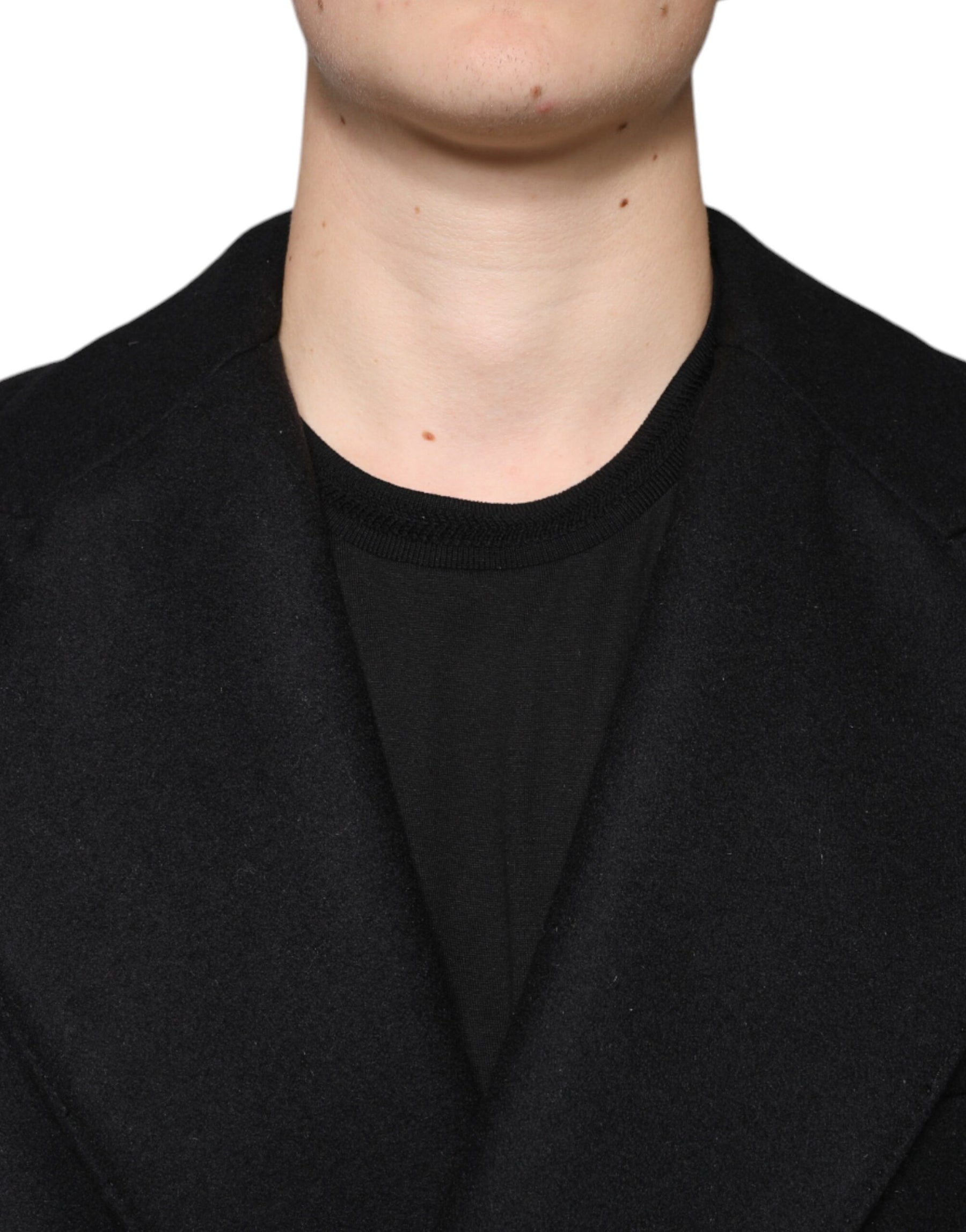 Dolce & Gabbana Black Wool Double Breasted Men Coat Jacket | Regal Royce