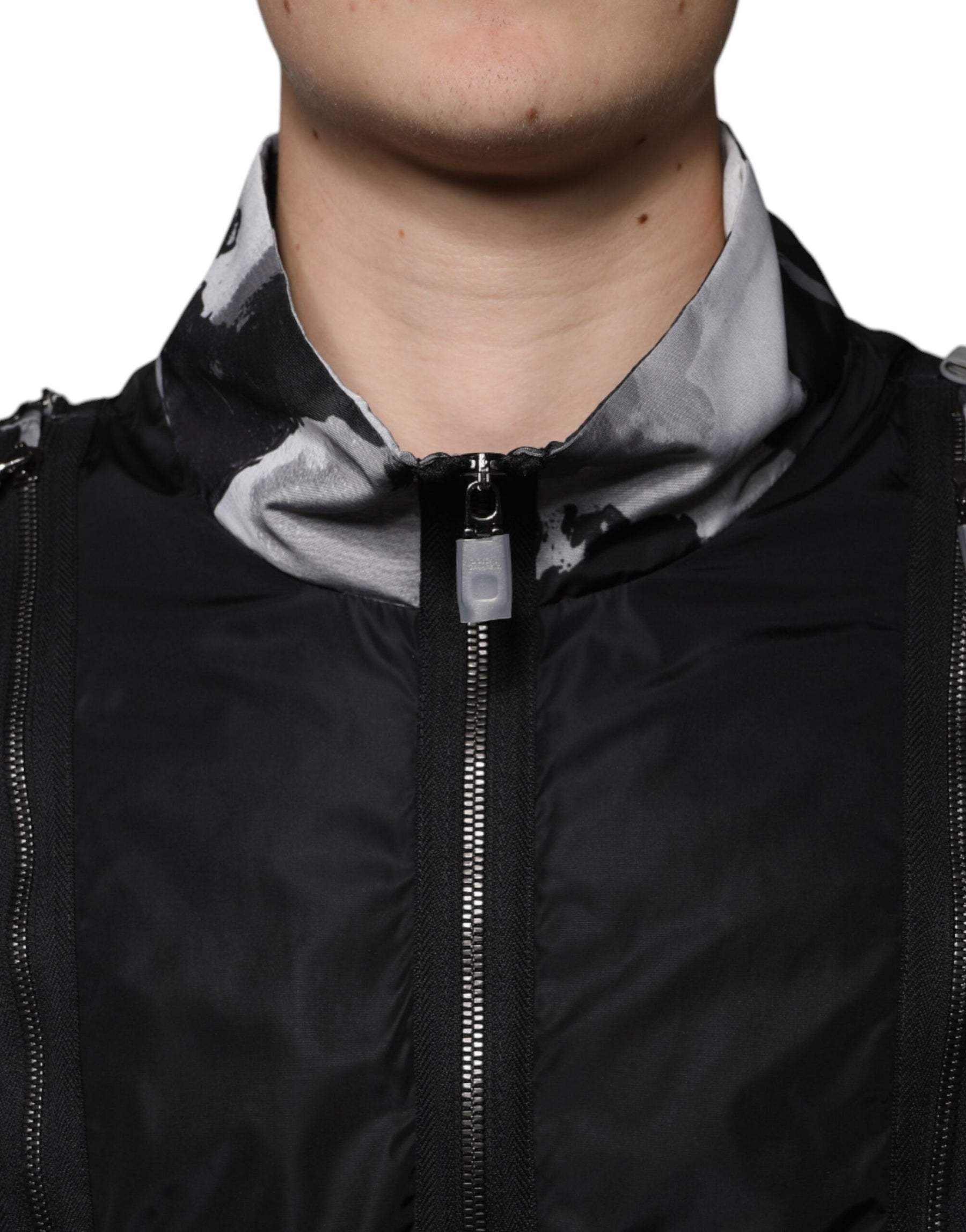 Dolce & Gabbana Black Nylon Full Zip Men Bomber Jacket | Regal Royce