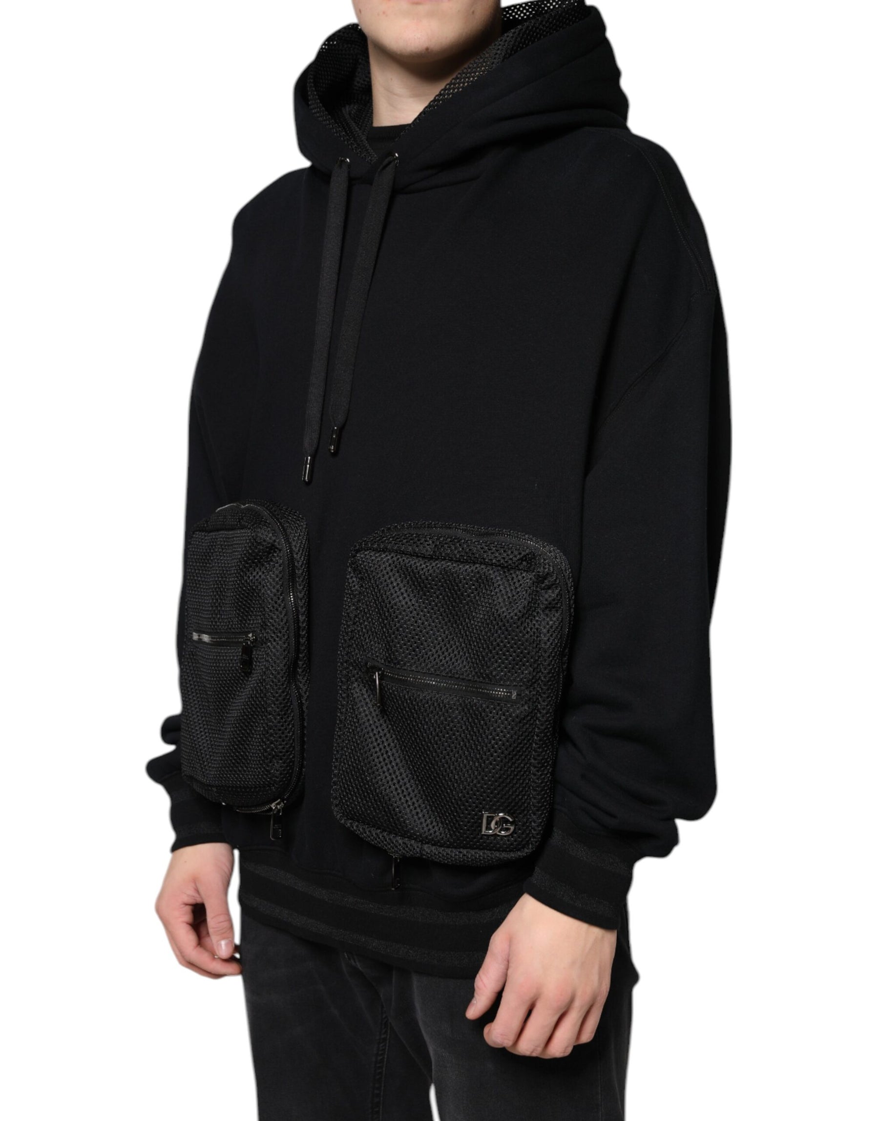 Dolce & Gabbana Black Hooded Pullover Men Sweatshirt Sweater | Regal Royce