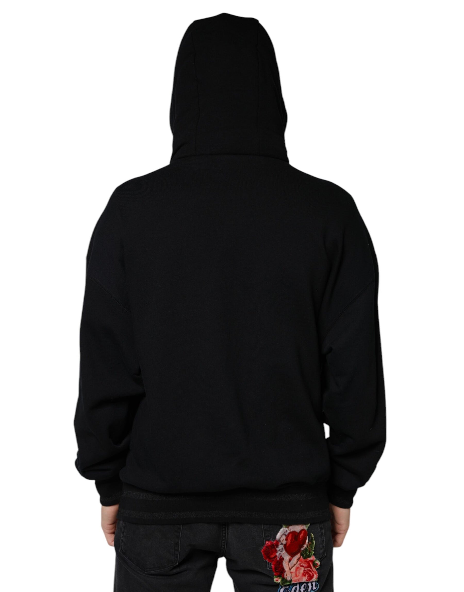 Dolce & Gabbana Black Hooded Pullover Men Sweatshirt Sweater | Regal Royce
