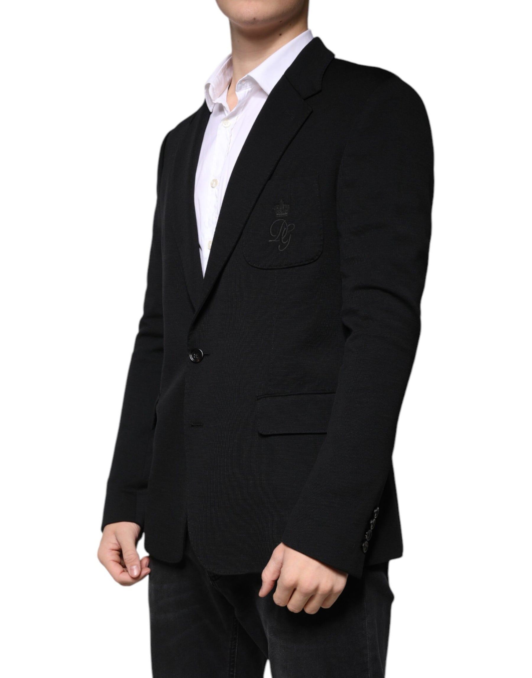 Dolce & Gabbana Black Wool Single Breasted Formal Blazer | Regal Royce