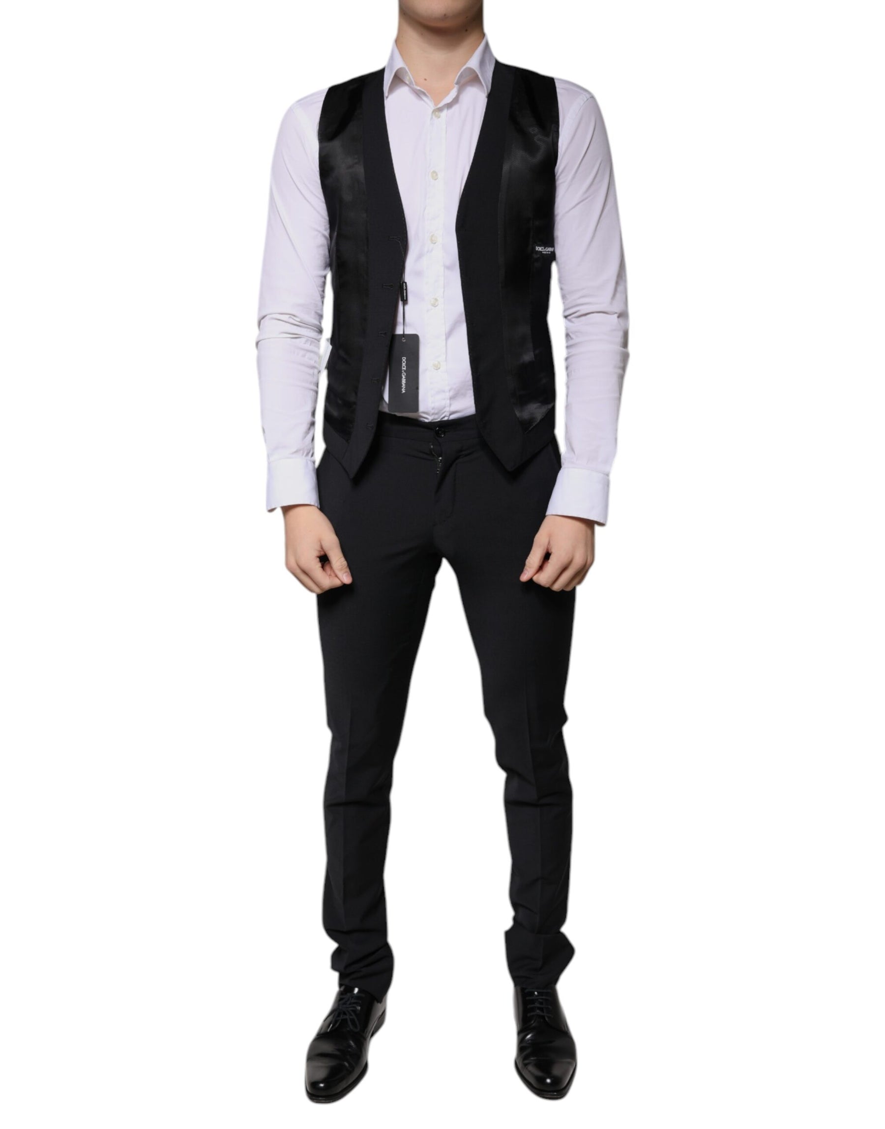 Dolce & Gabbana Black Wool 3 Piece Slim Fit Formal Men Suit | Regal Royce