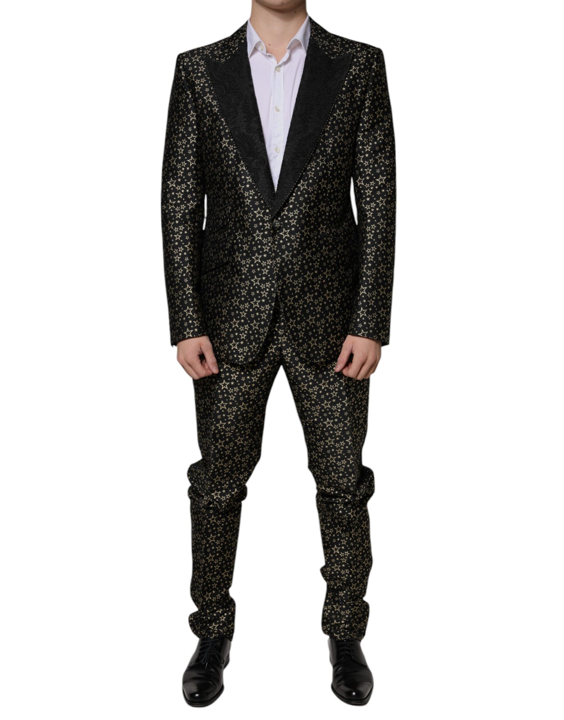 Dolce & Gabbana Black Stars Jacquard SICILIA 2 Piece Suit | Regal Royce