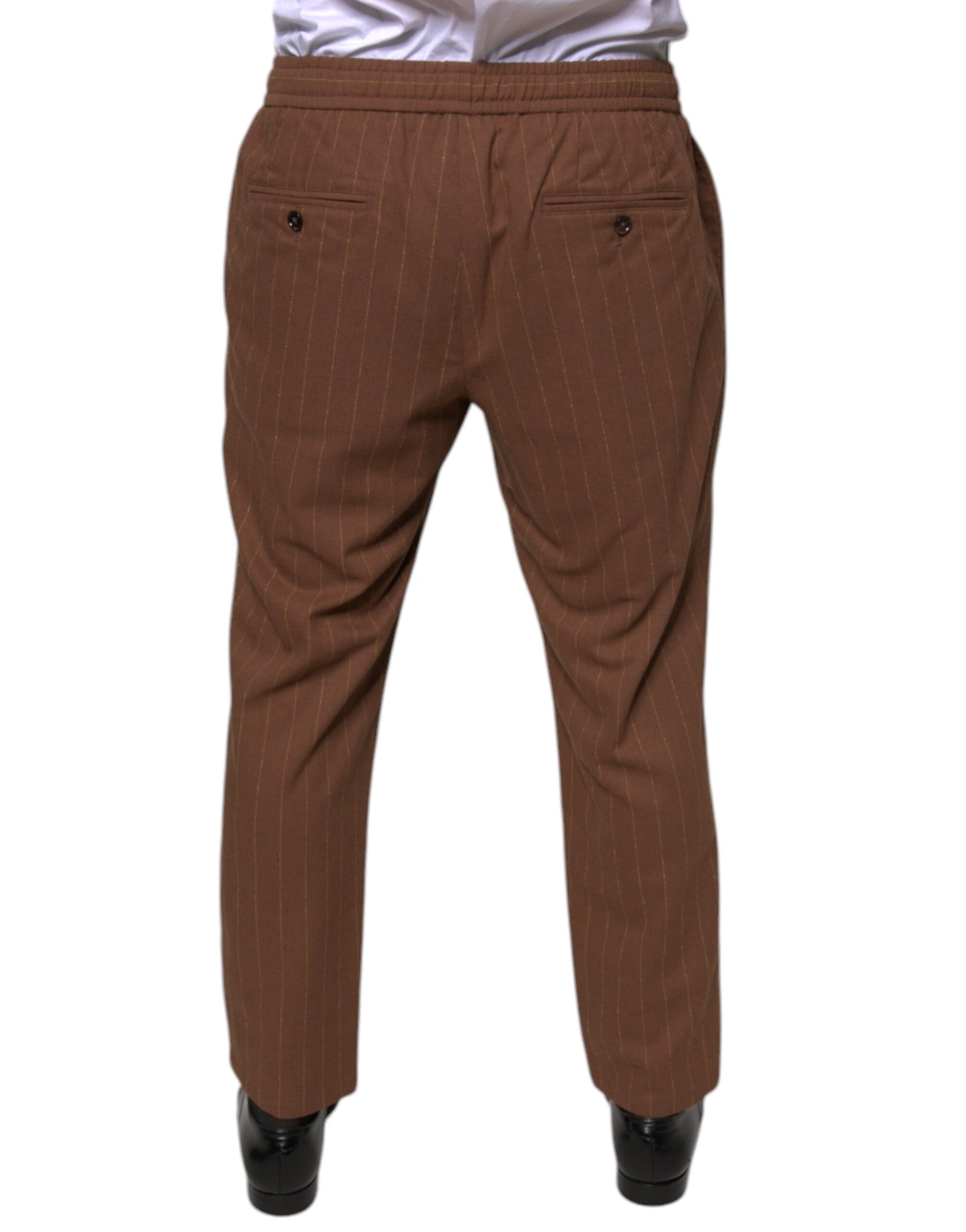 Dolce & Gabbana Brown Stripes Skinny Men Dress Pants | Regal Royce