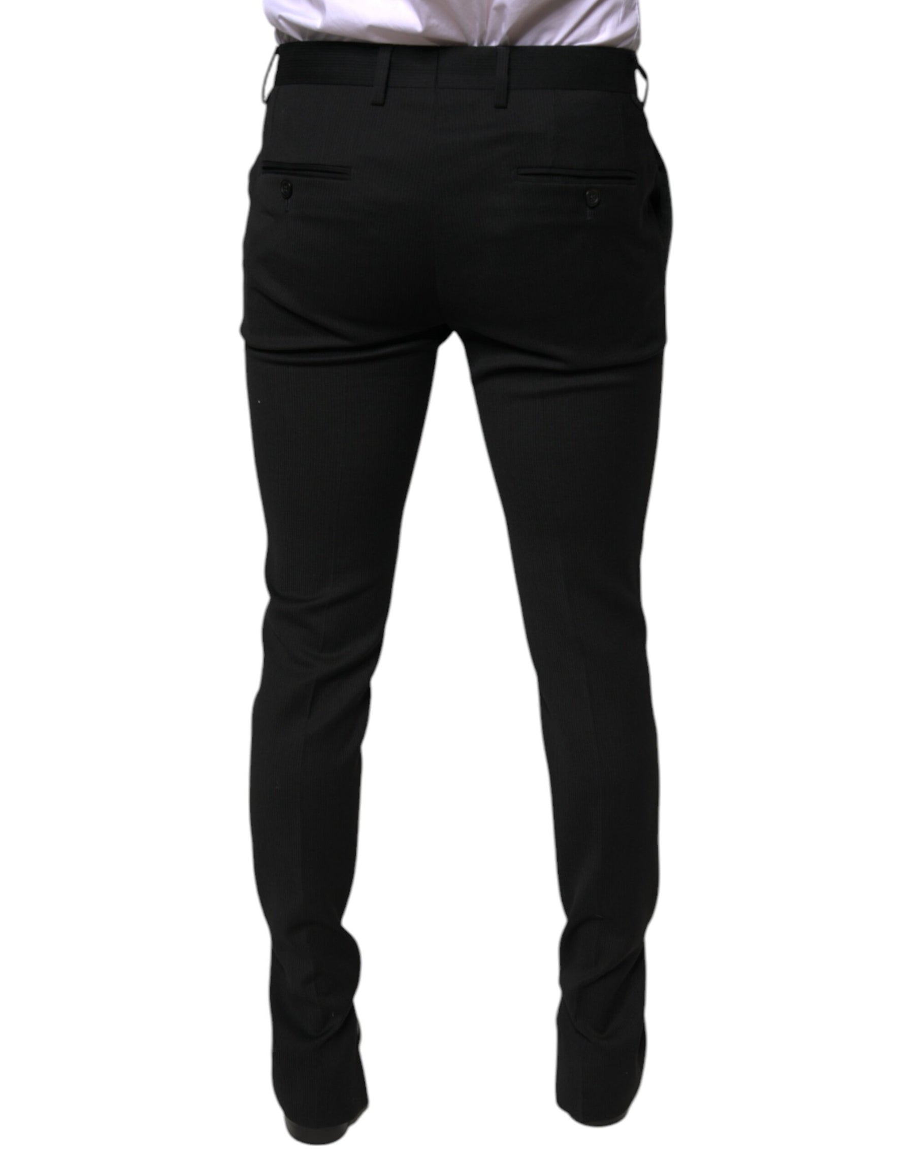 Dolce & Gabbana Black Wool Skinny Formal Dress Pants | Regal Royce