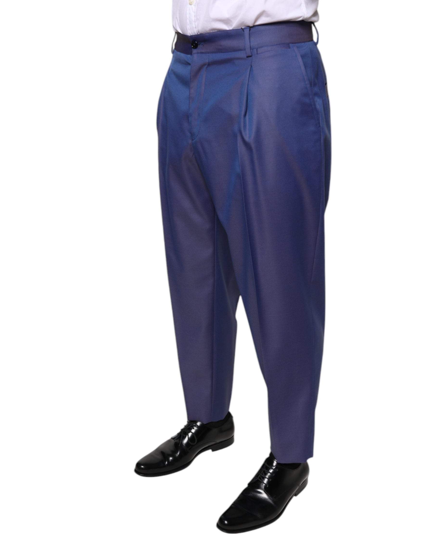 Dolce & Gabbana Blue Wool Tapered Formal Dress Pants | Regal Royce
