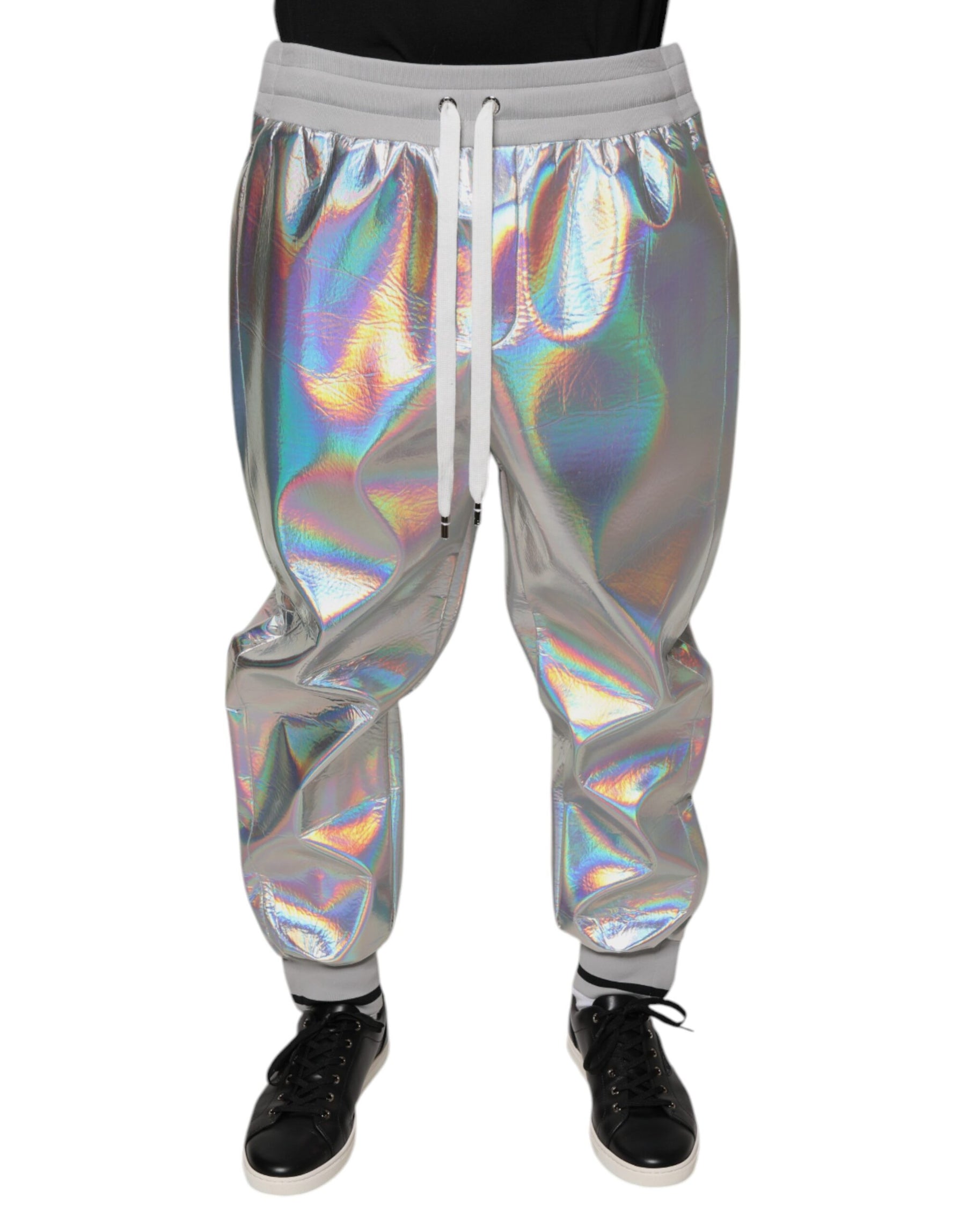 Dolce & Gabbana Silver Iridescent Men Jogger Sweatpants Pants | Regal Royce