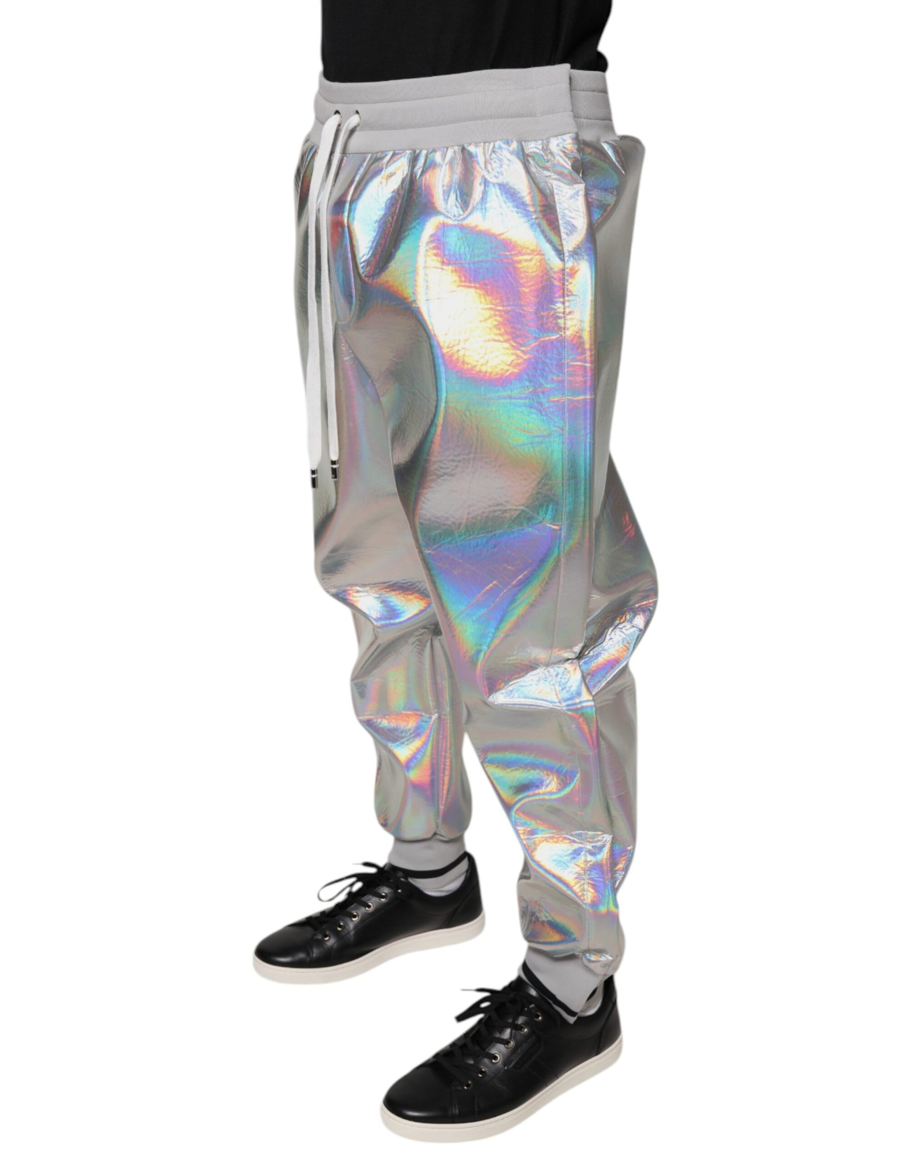 Dolce & Gabbana Silver Iridescent Men Jogger Sweatpants Pants | Regal Royce