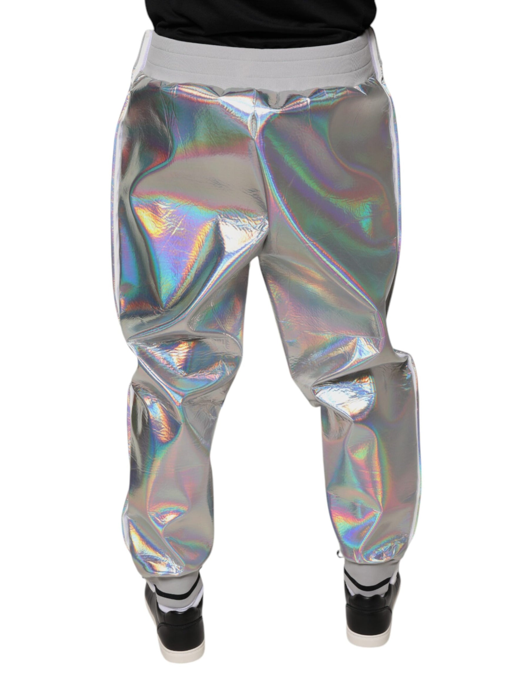 Dolce & Gabbana Silver Iridescent Men Jogger Sweatpants Pants | Regal Royce