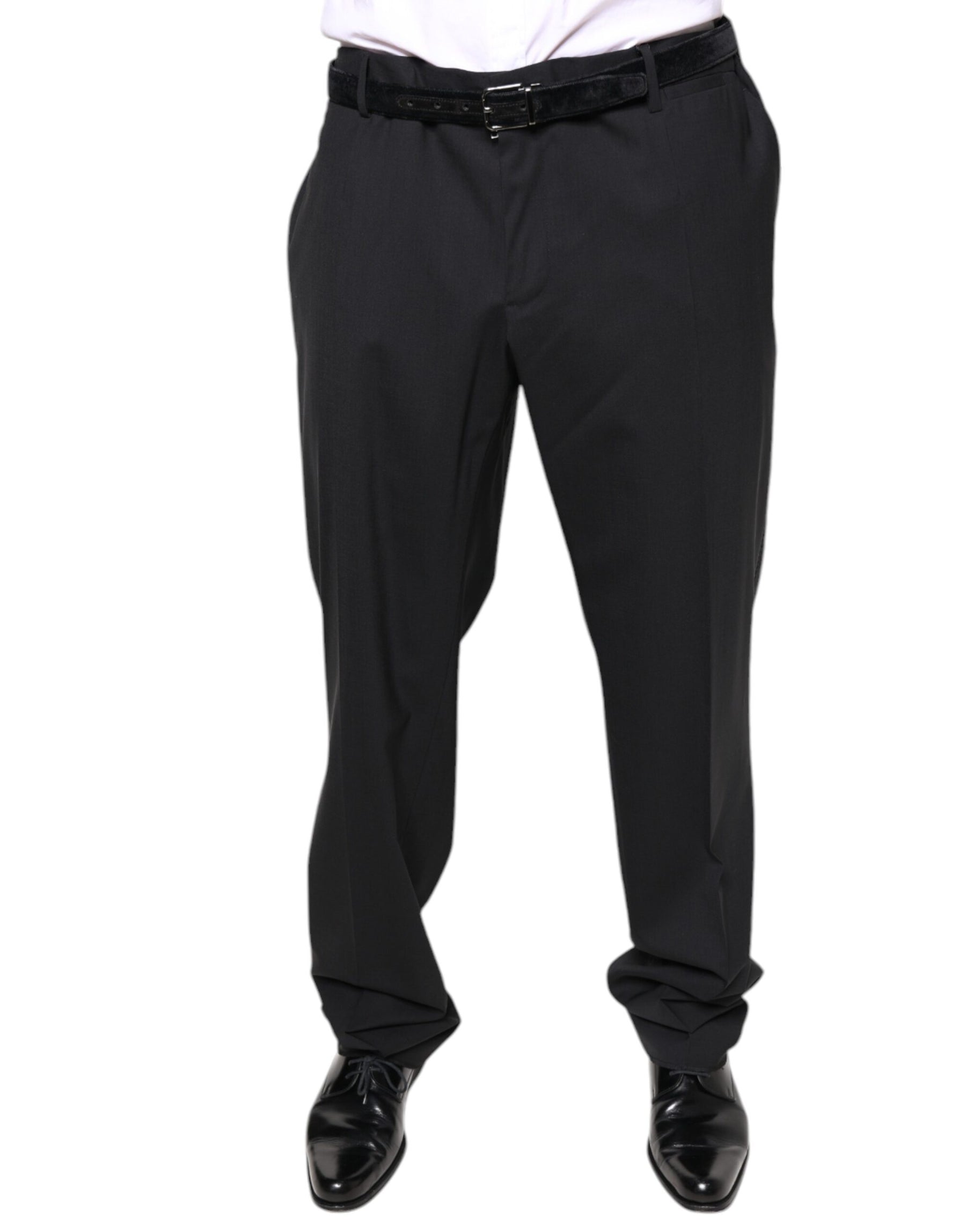 Dolce & Gabbana Black Wool Men Formal Dress Pants | Regal Royce