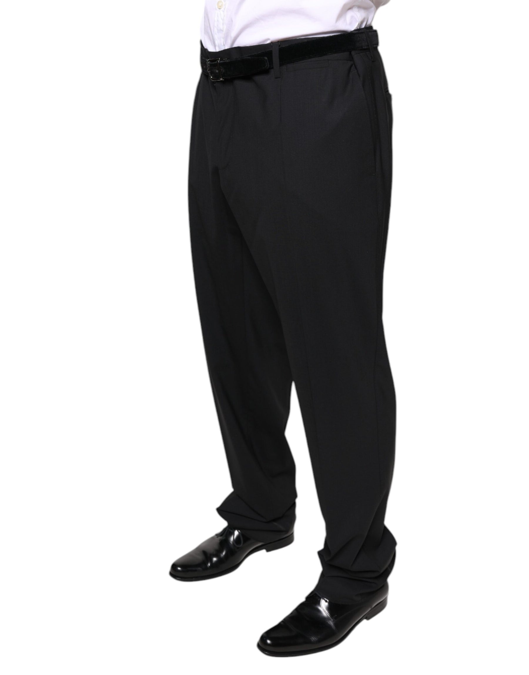 Dolce & Gabbana Black Wool Men Formal Dress Pants | Regal Royce
