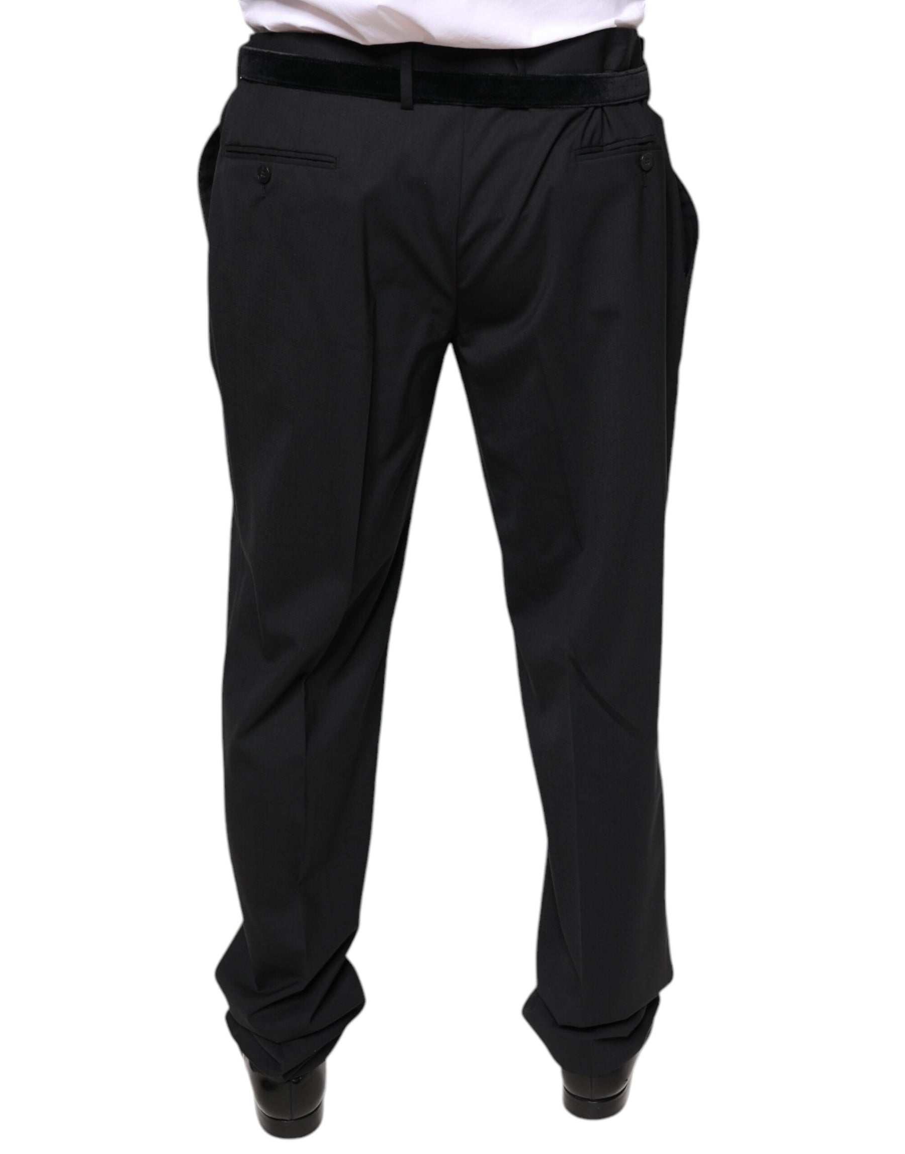 Dolce & Gabbana Black Wool Men Formal Dress Pants | Regal Royce
