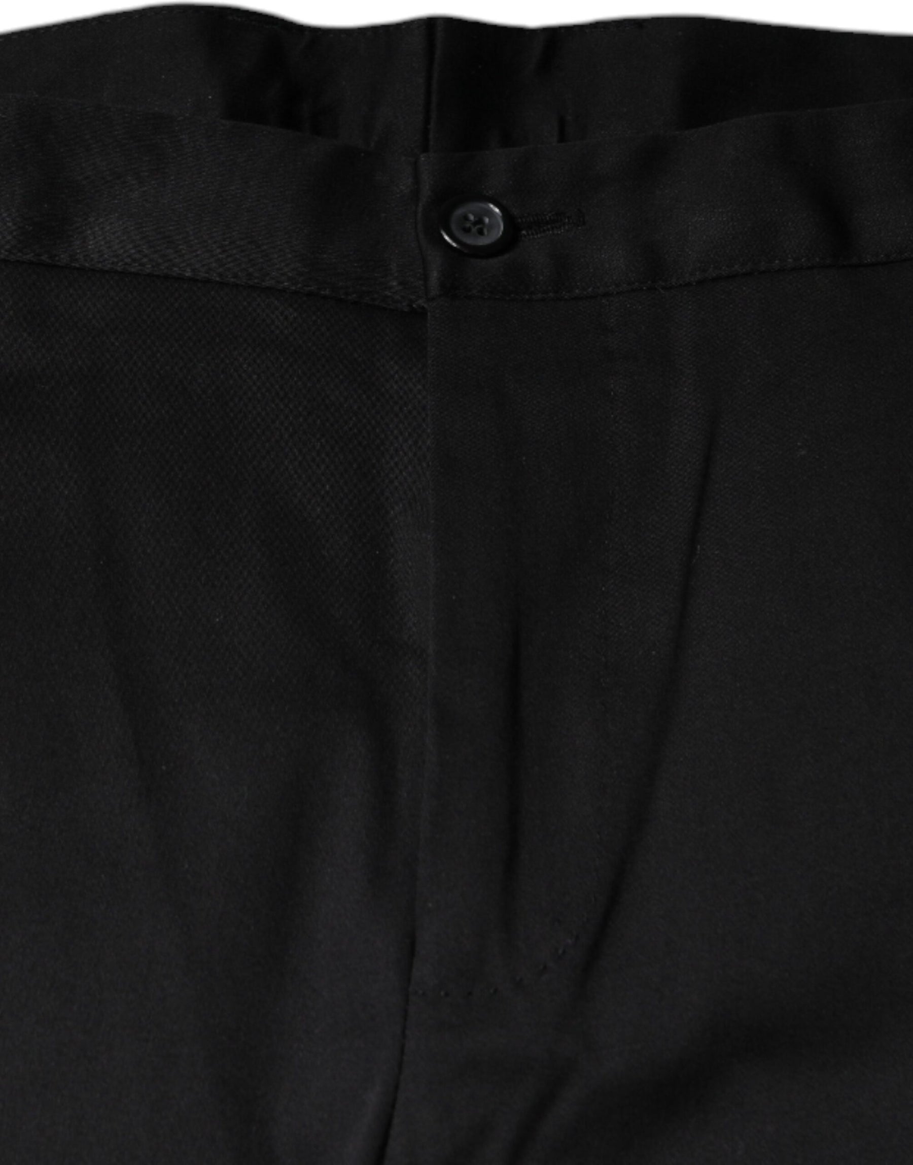 Dolce & Gabbana Black Cotton Stretch Skinny Men Dress Pants | Regal Royce