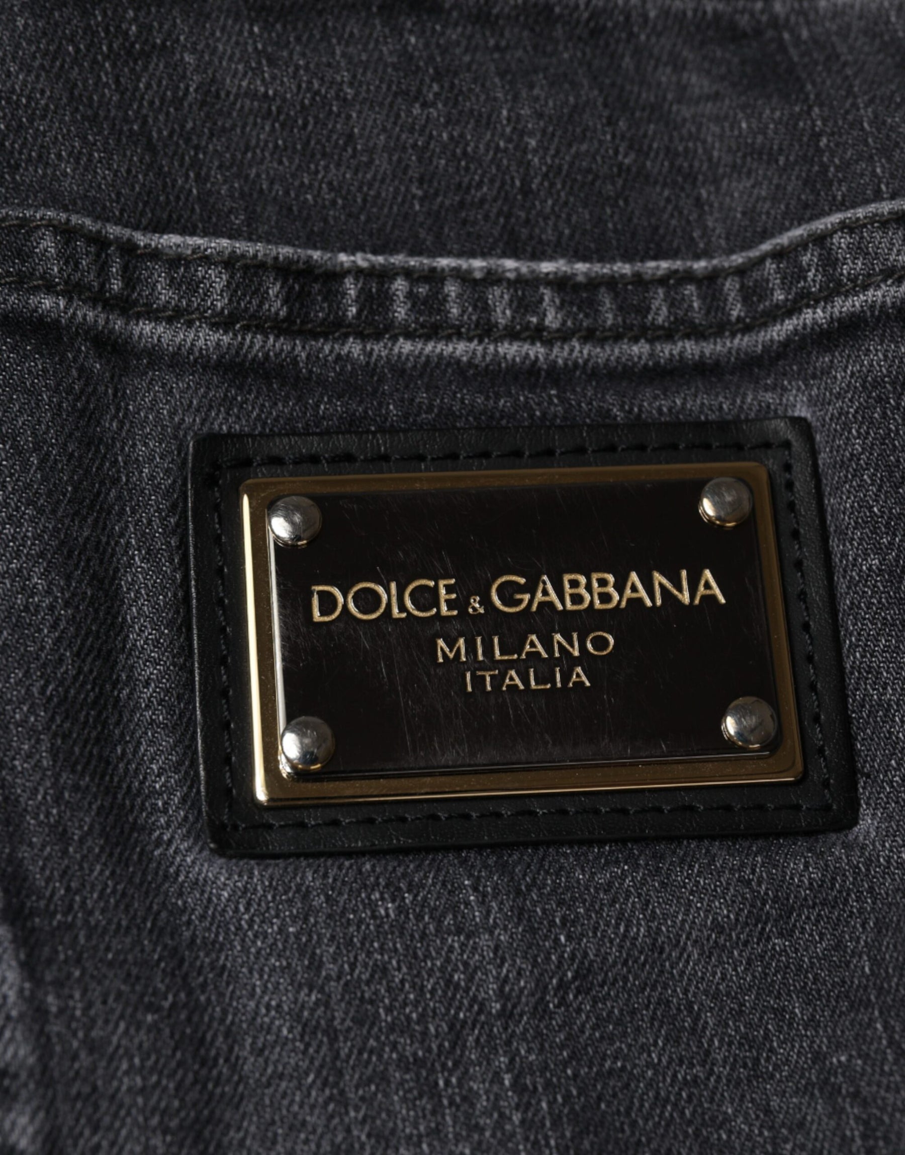 Dolce & Gabbana Dark Gray Tattered Cotton Skinny Denim Jeans | Regal Royce