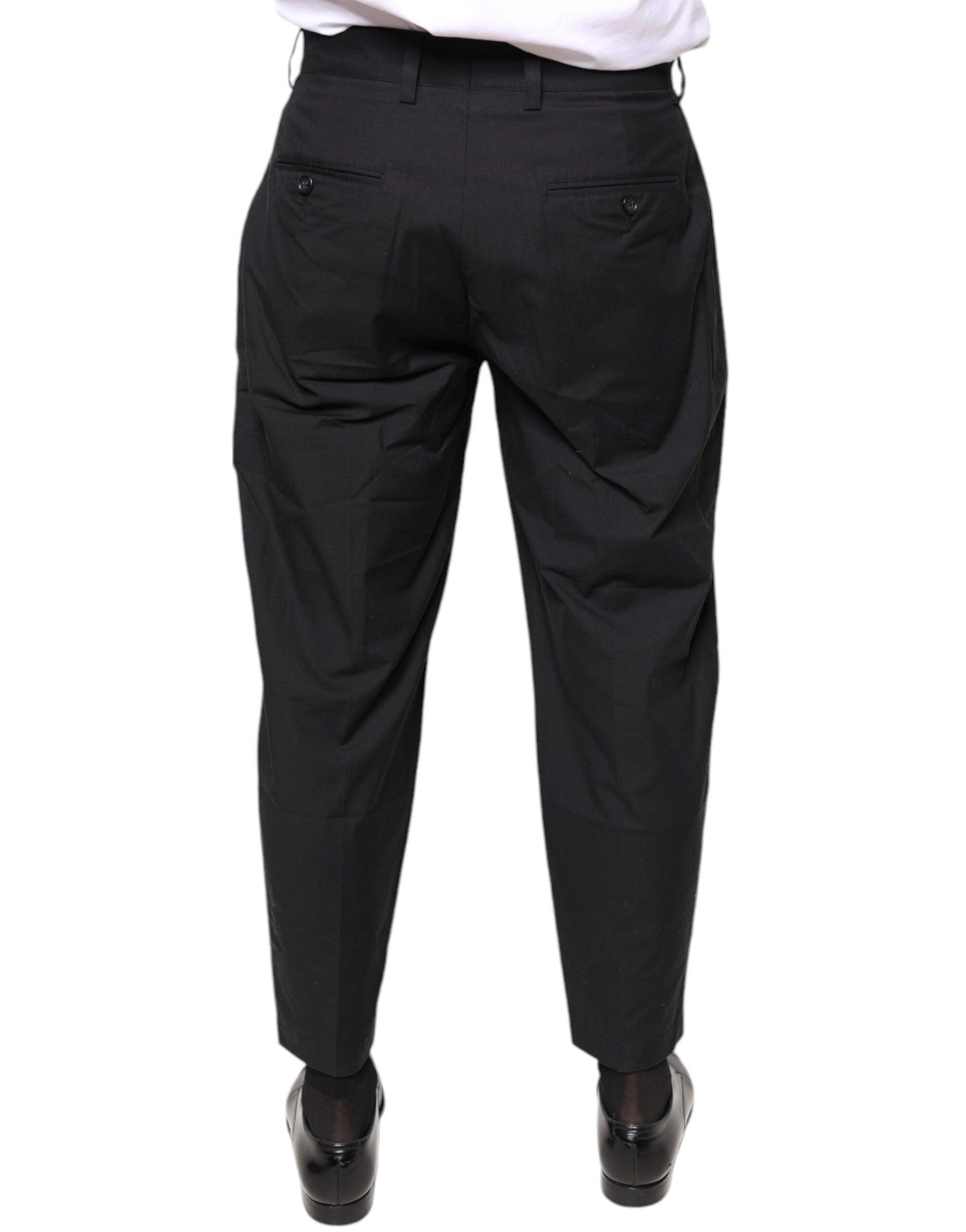 Dolce & Gabbana Black Crown Cotton Dress Pants | Regal Royce